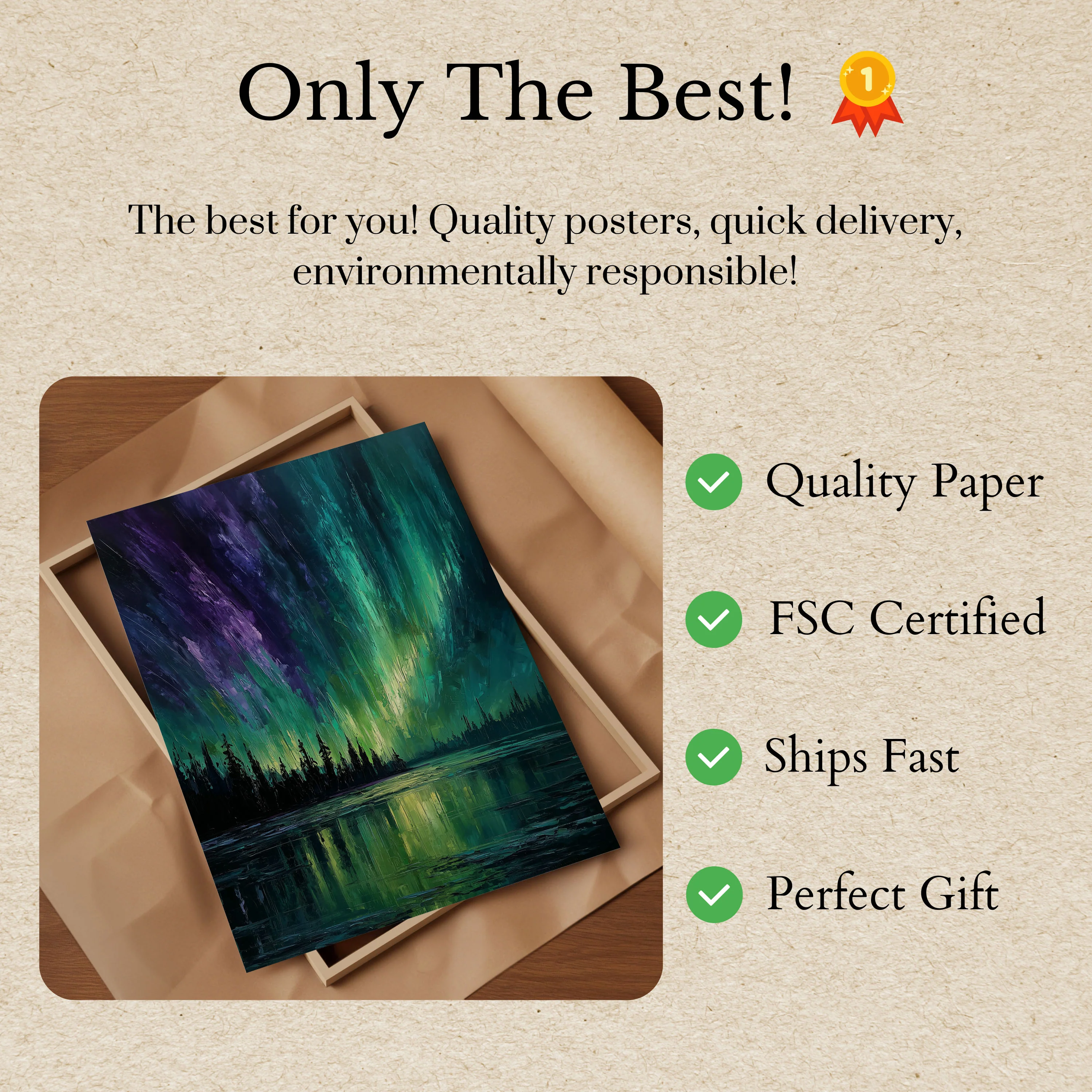 Aurora Borealis Forest Reflection Poster - Image 3