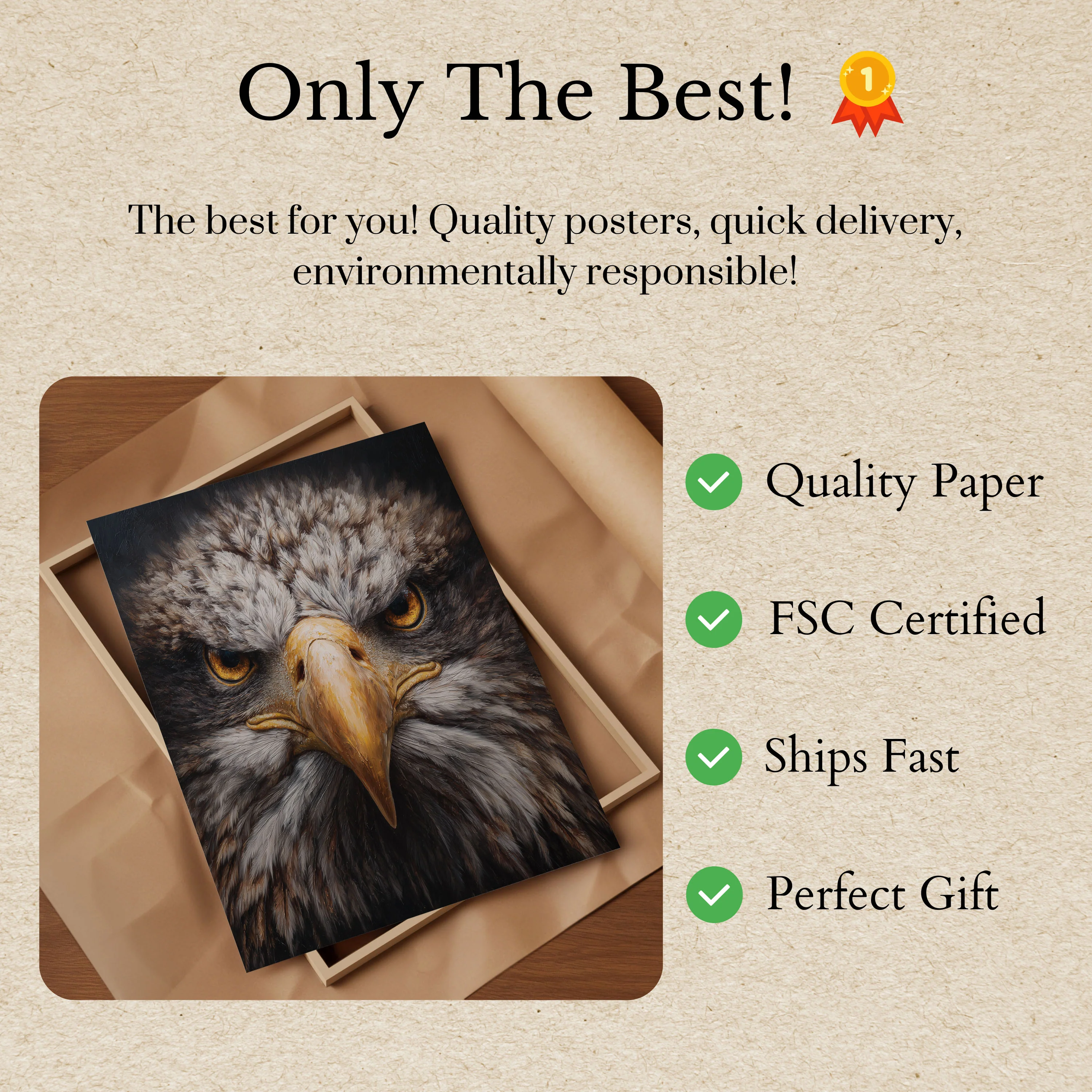 Bald Eagle Close-Up Poster - Image 3