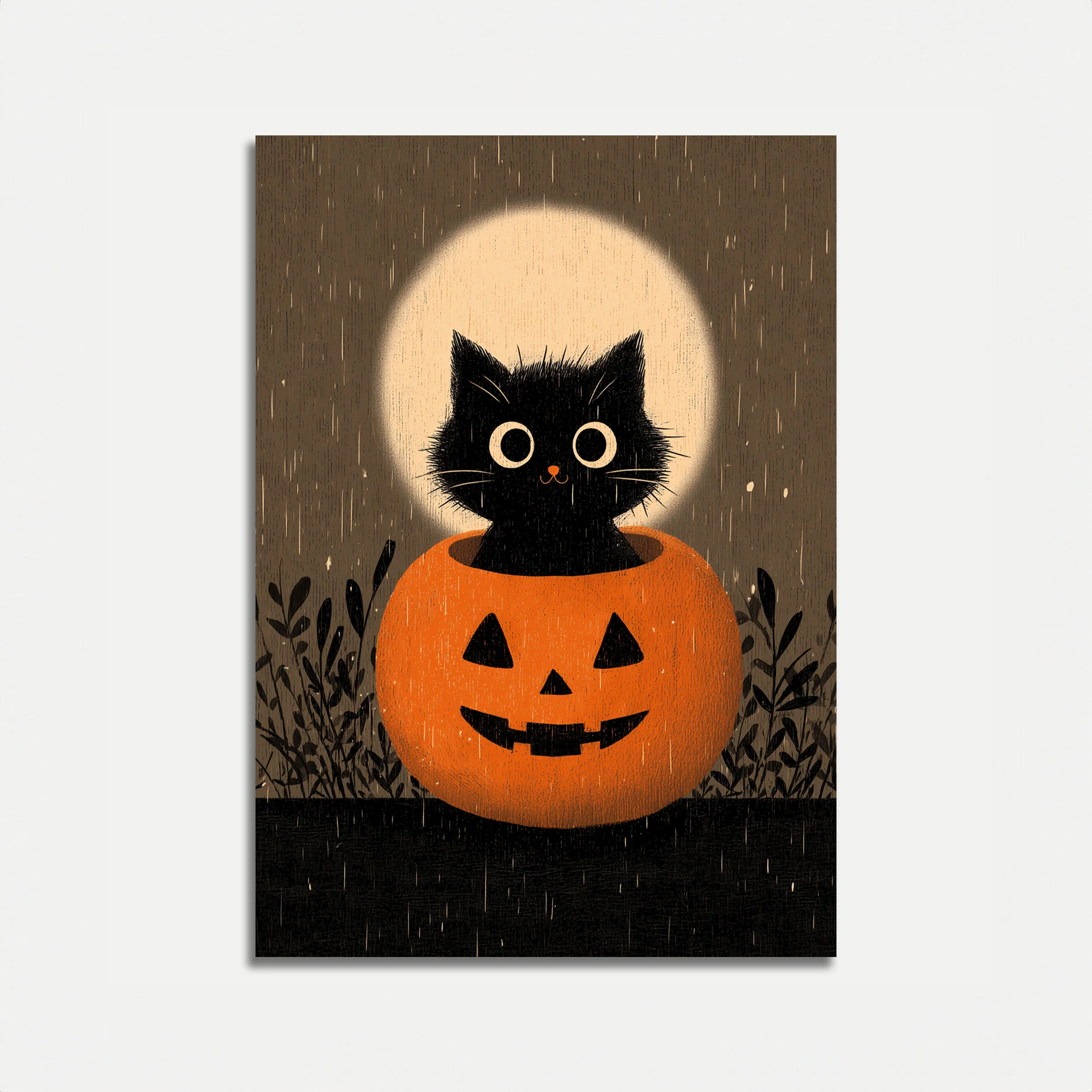 Black Cat in Pumpkin Poster