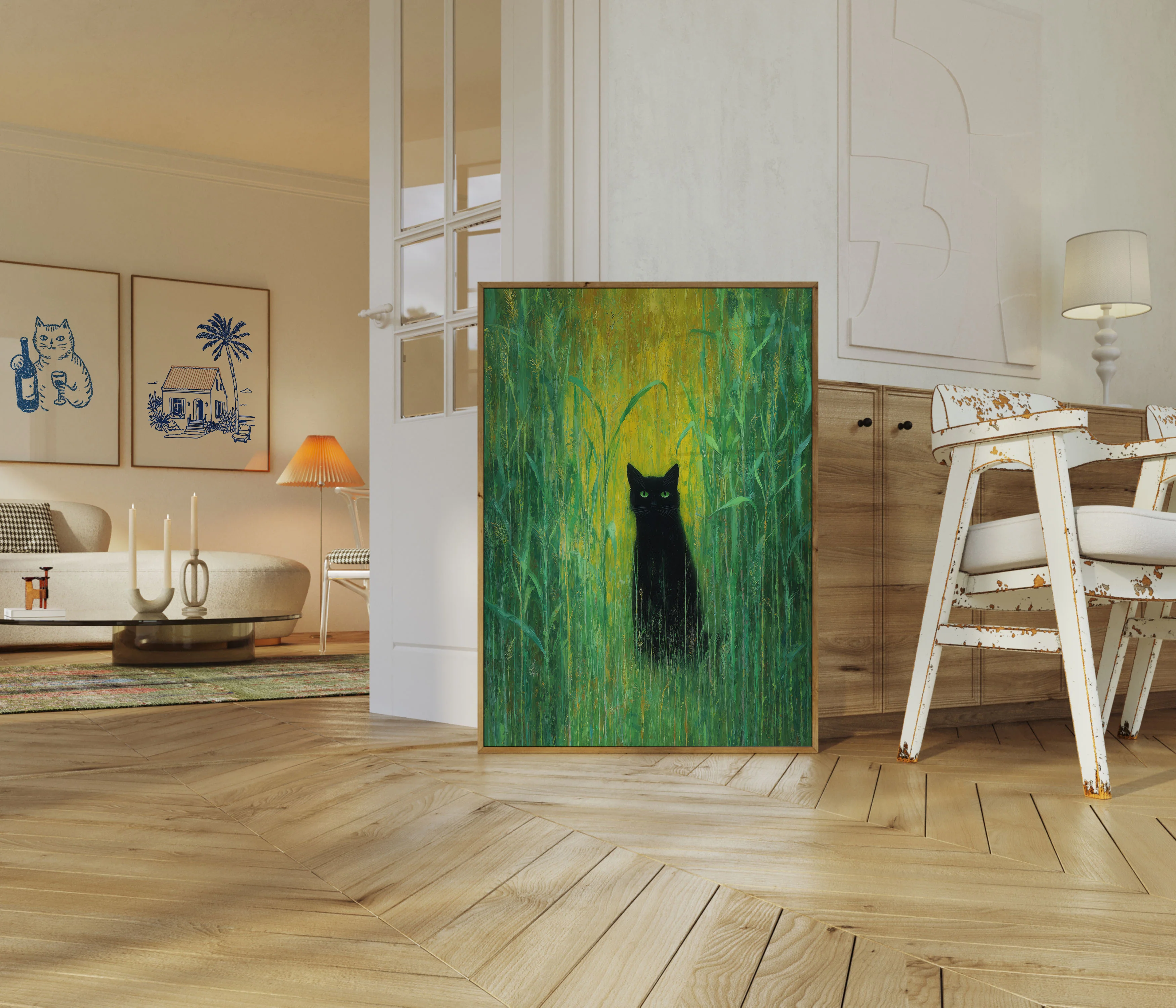 Black Cat in Wheat Field Poster - Image 5