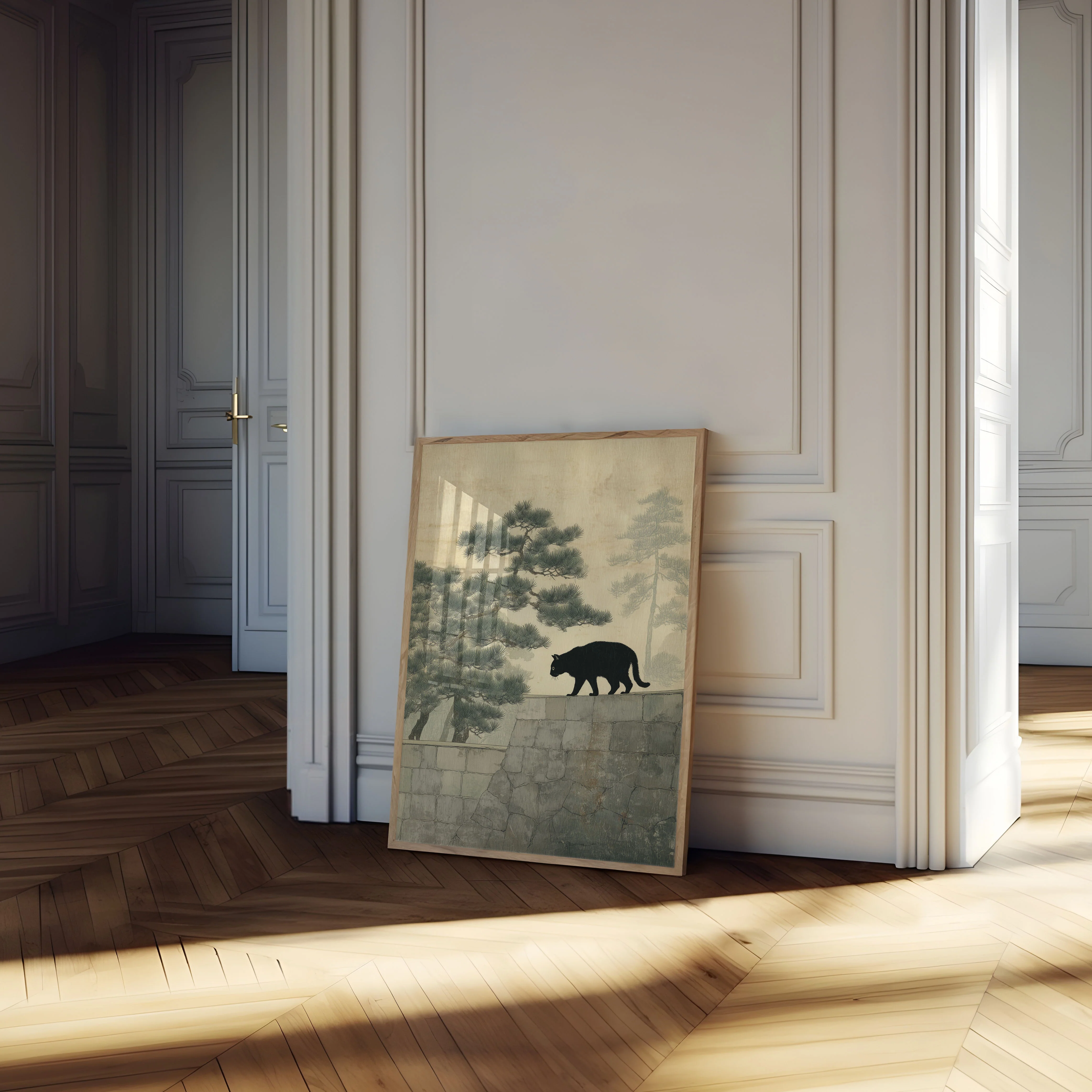Black Cat on Stone Wall Poster - Image 4