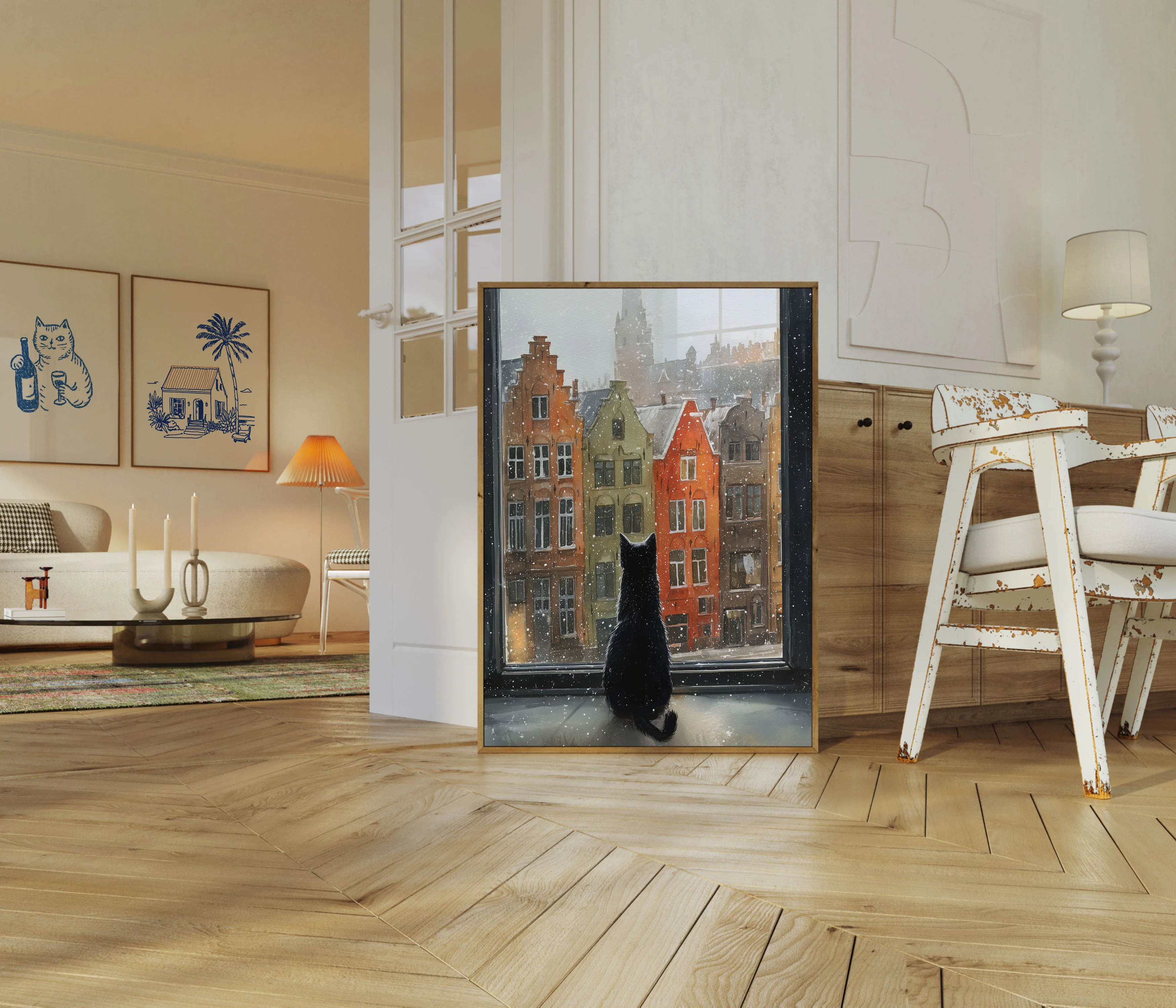 Black Cat Winter Window Poster - Image 5