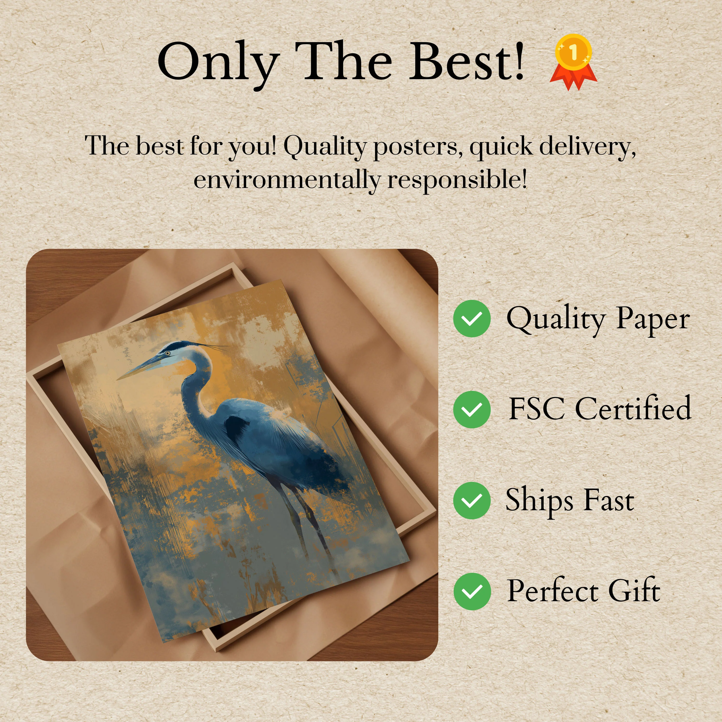 Blue Heron Elegance Poster - Image 3