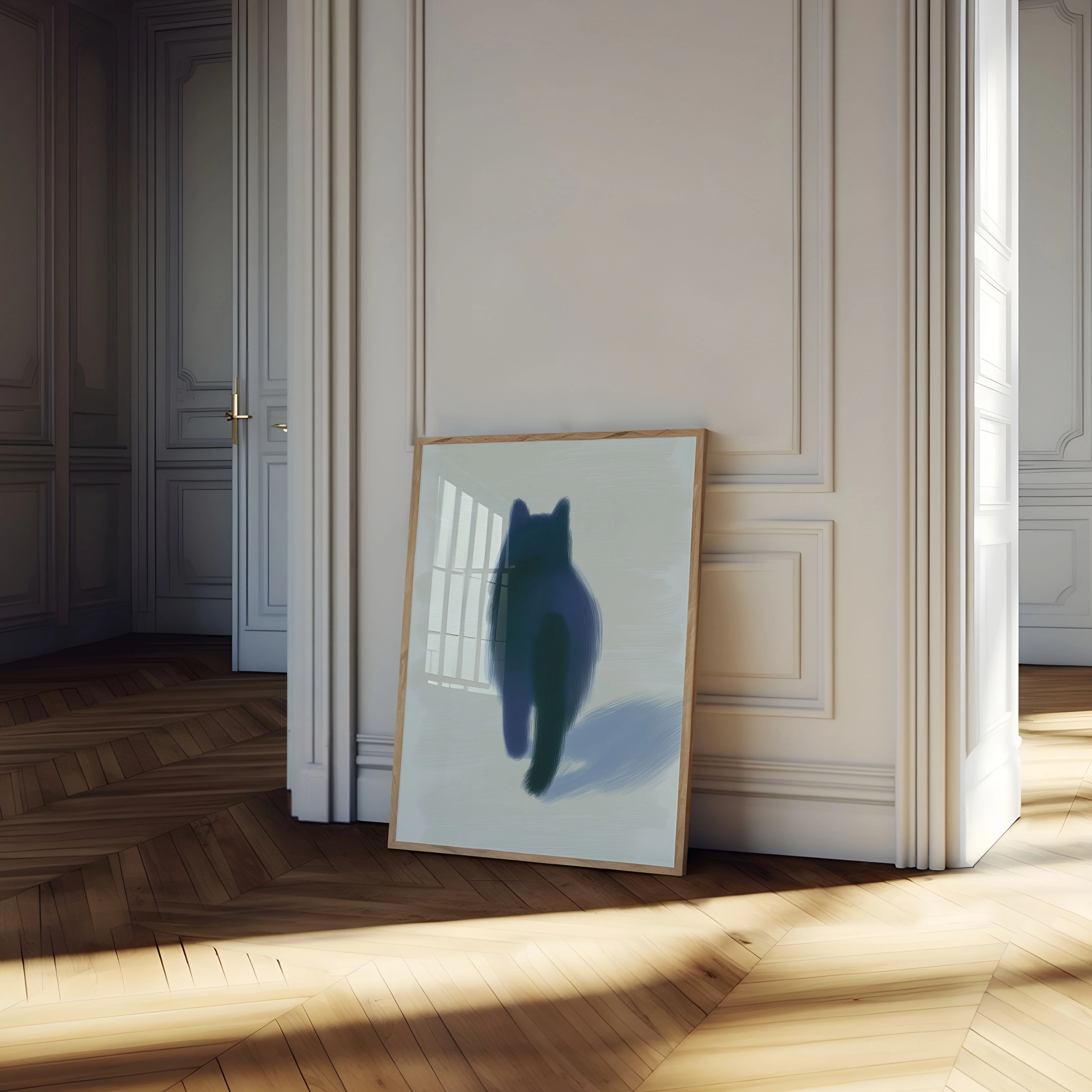 Blue Shadow Cat Poster - Image 4