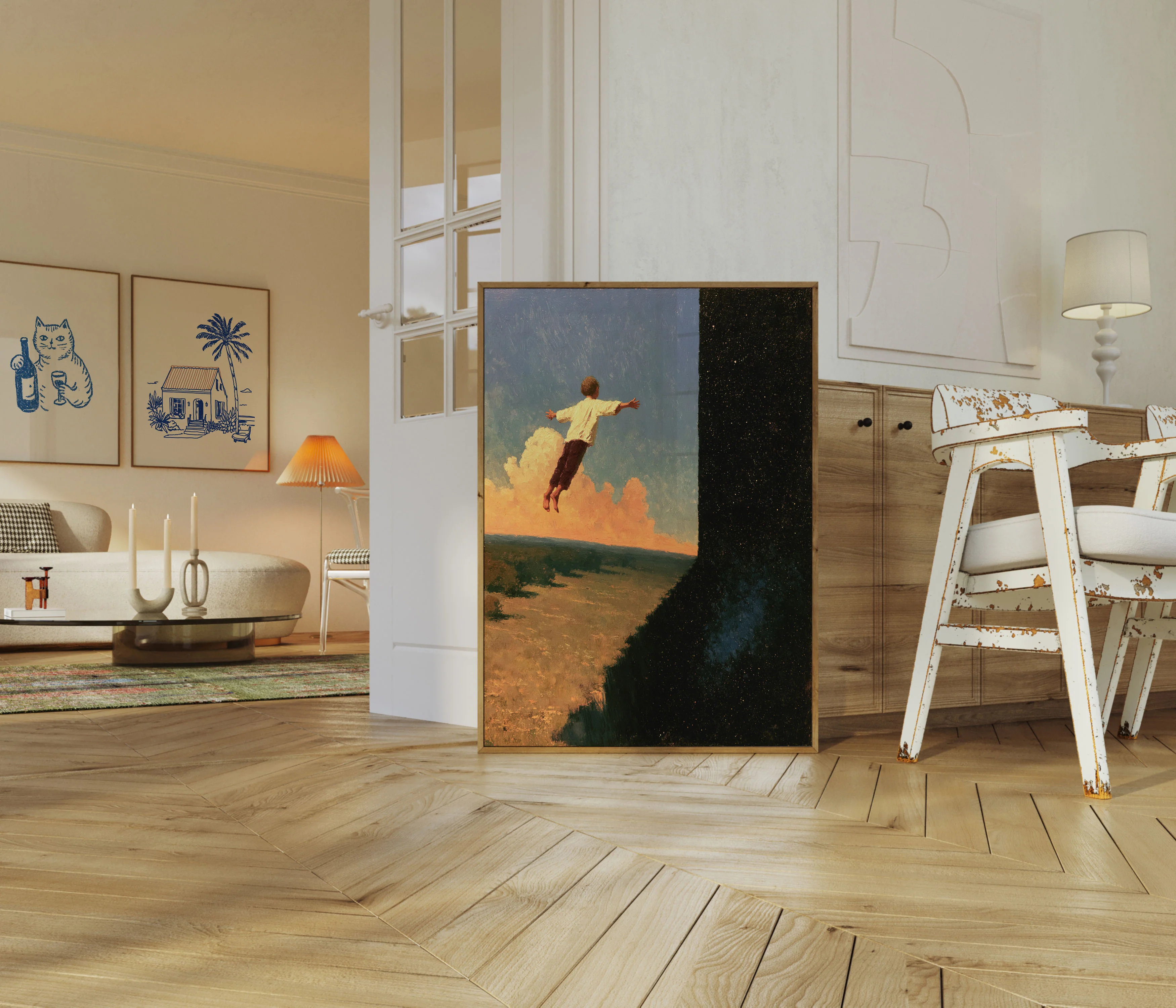 Boy Flying Through Clouds Poster - Image 5