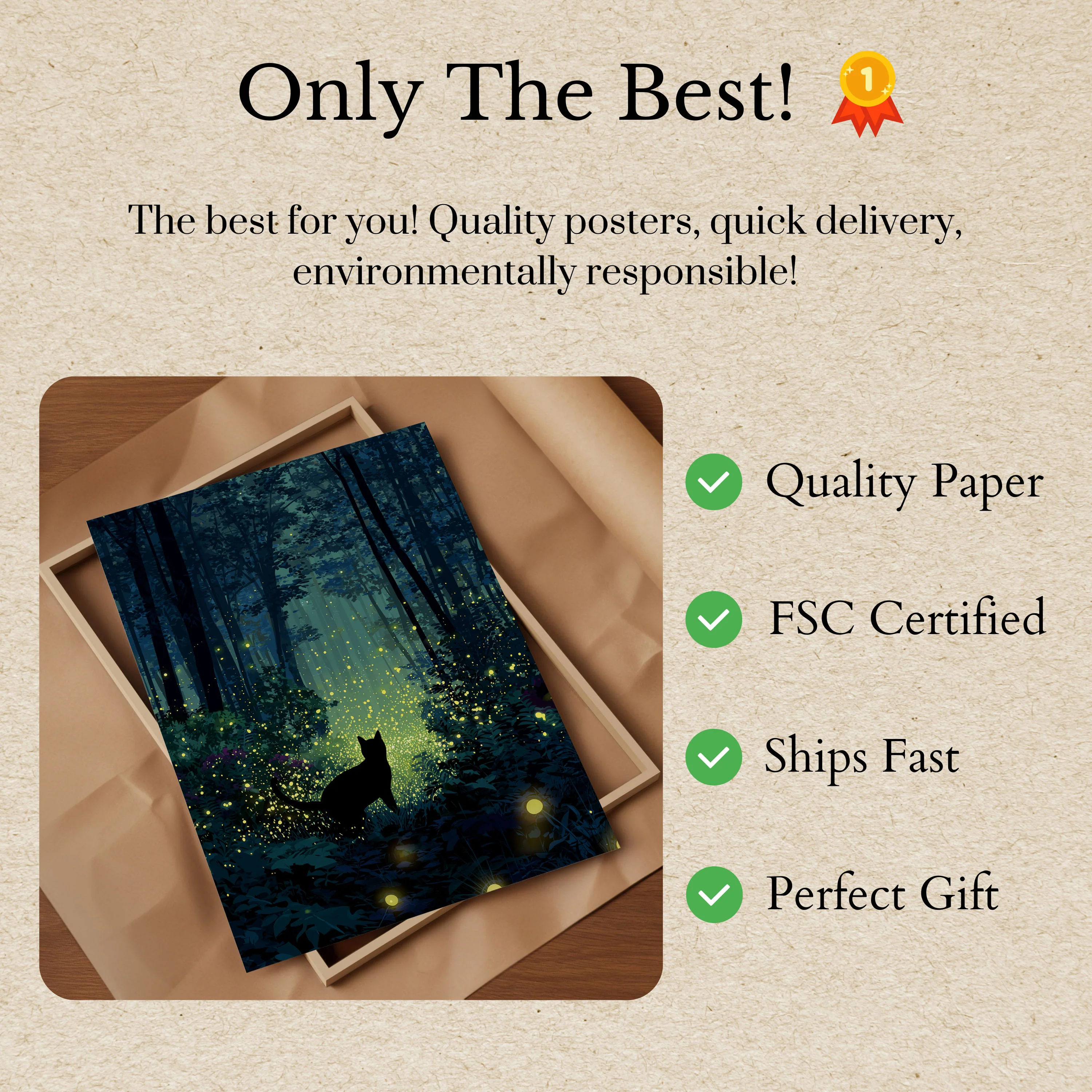 Cat in Enchanted Forest Poster - Image 3