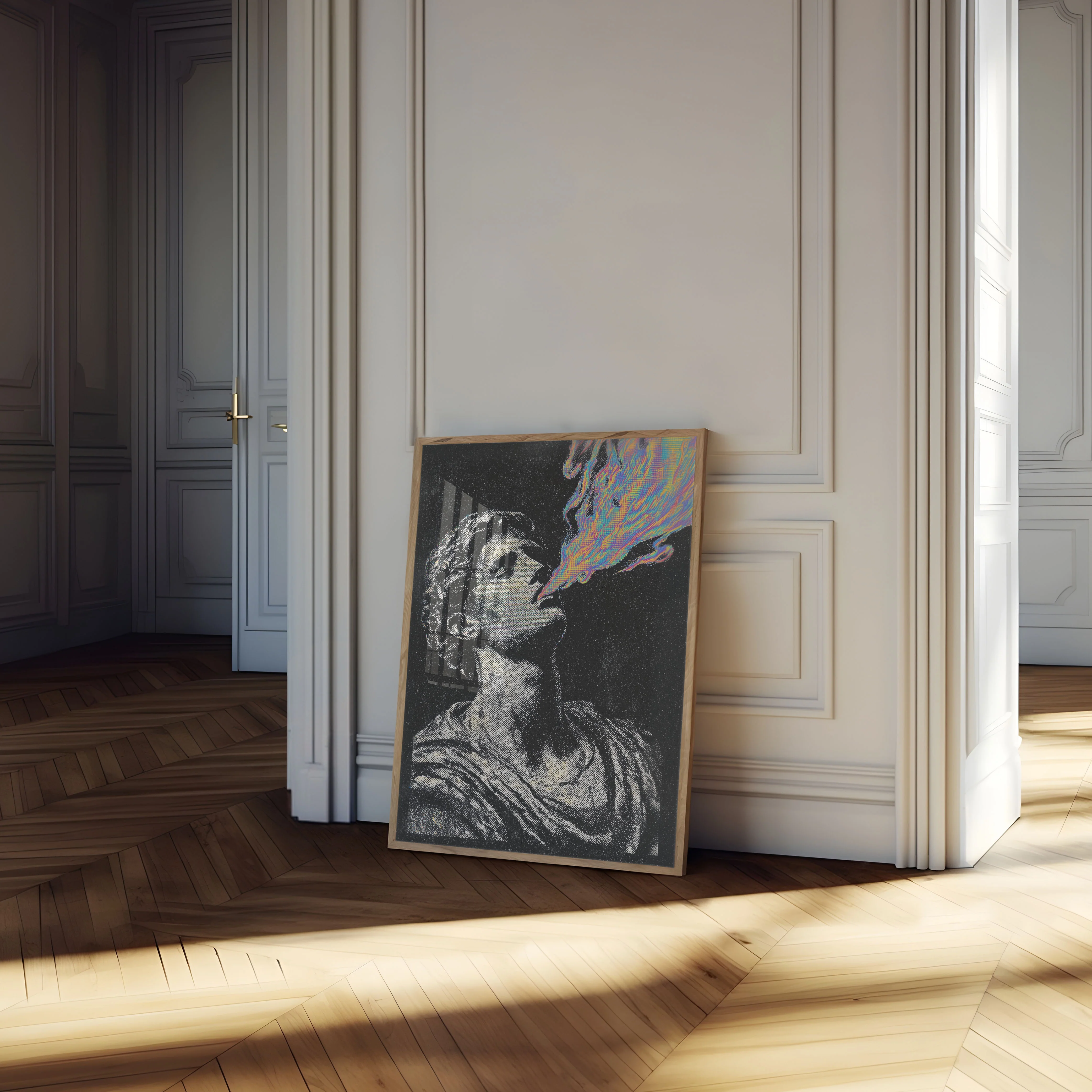 Classical Statue with Digital Energy Poster - Image 4