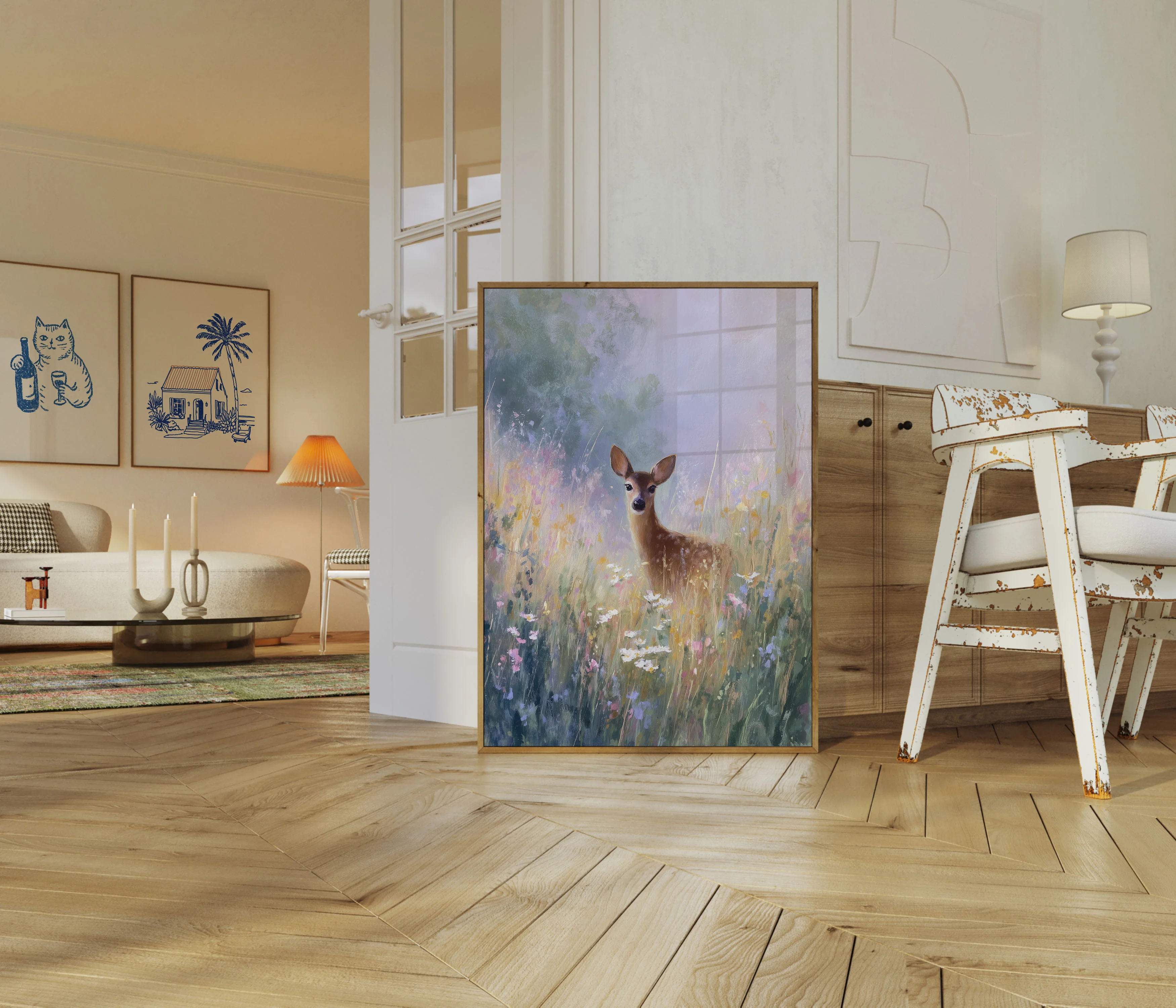Deer in Wildflower Meadow Poster - Image 5