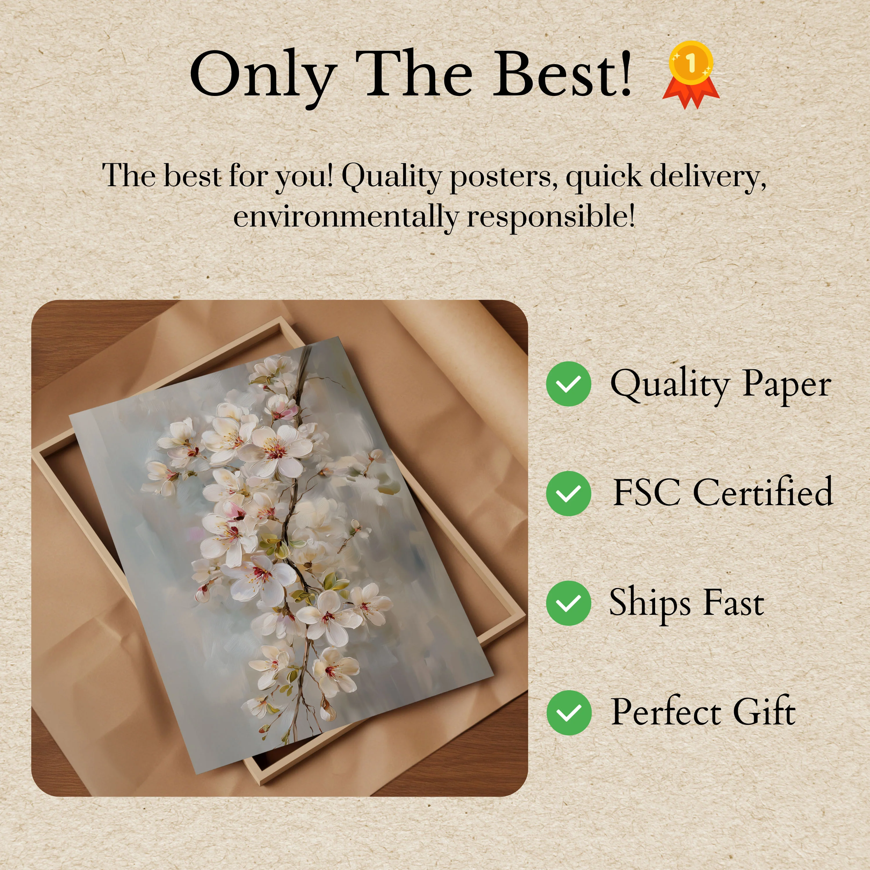 Delicate White Blossom Poster - Image 3