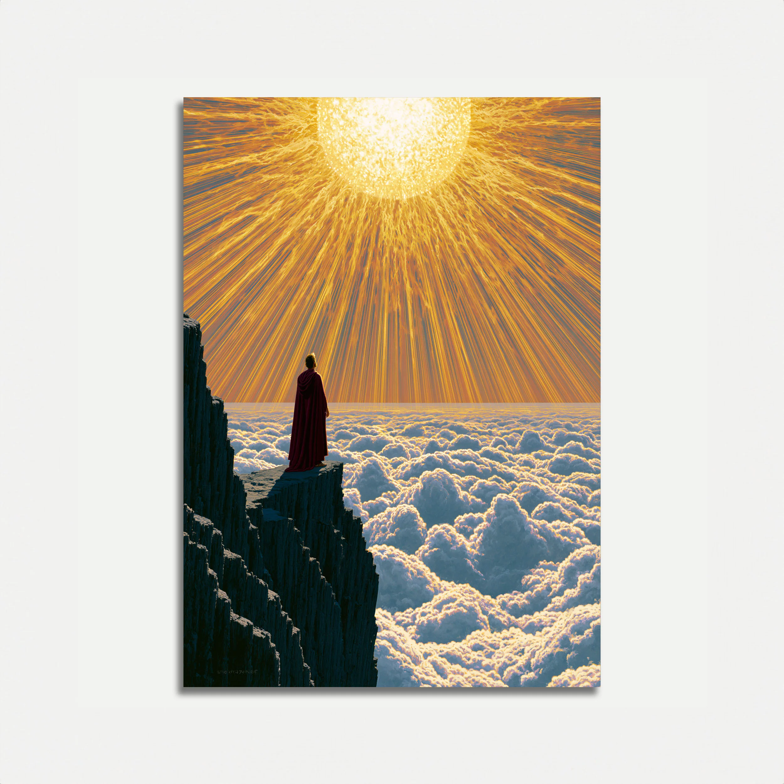 Divine Light Above Clouds Poster