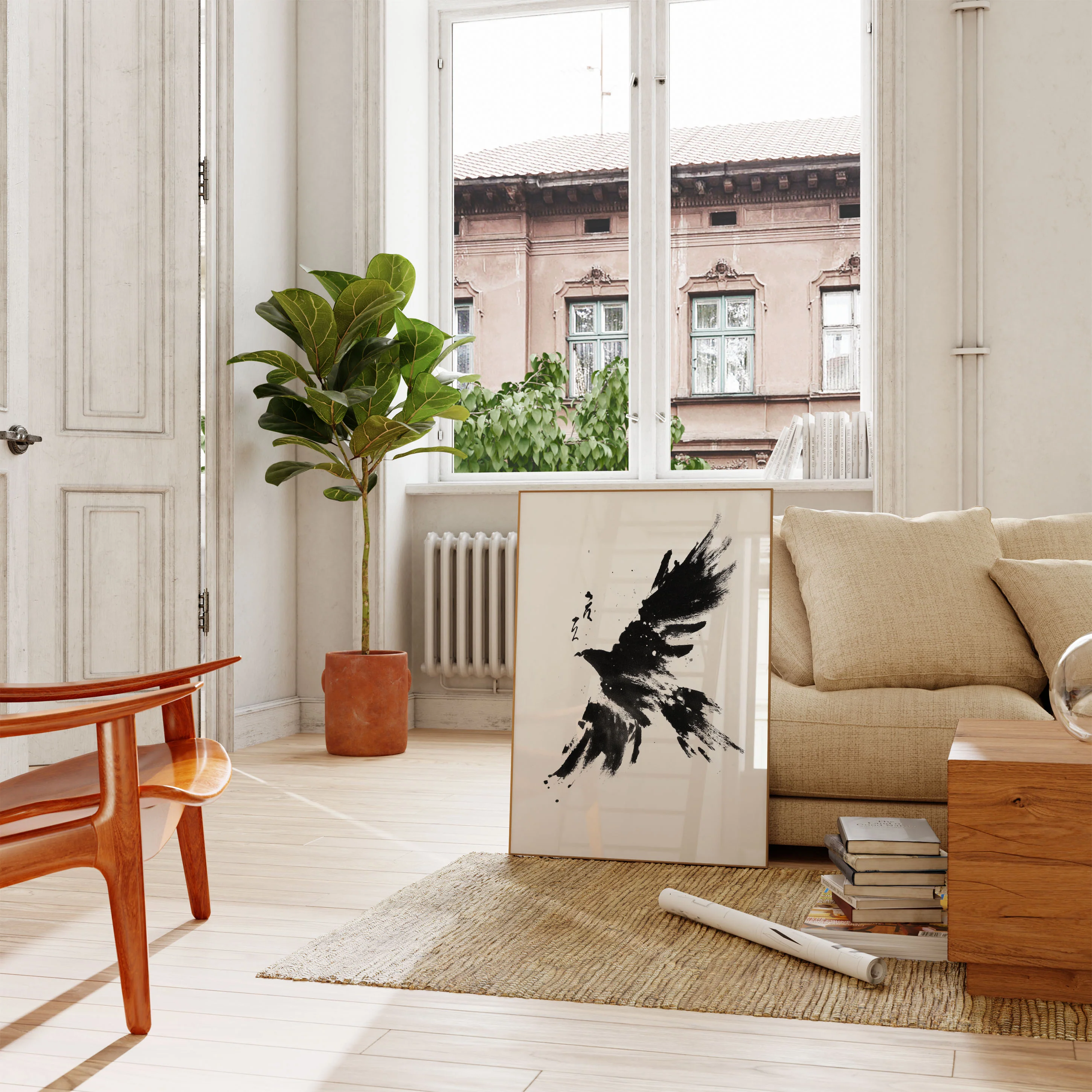Dynamic Black Bird Ink Poster - Image 2