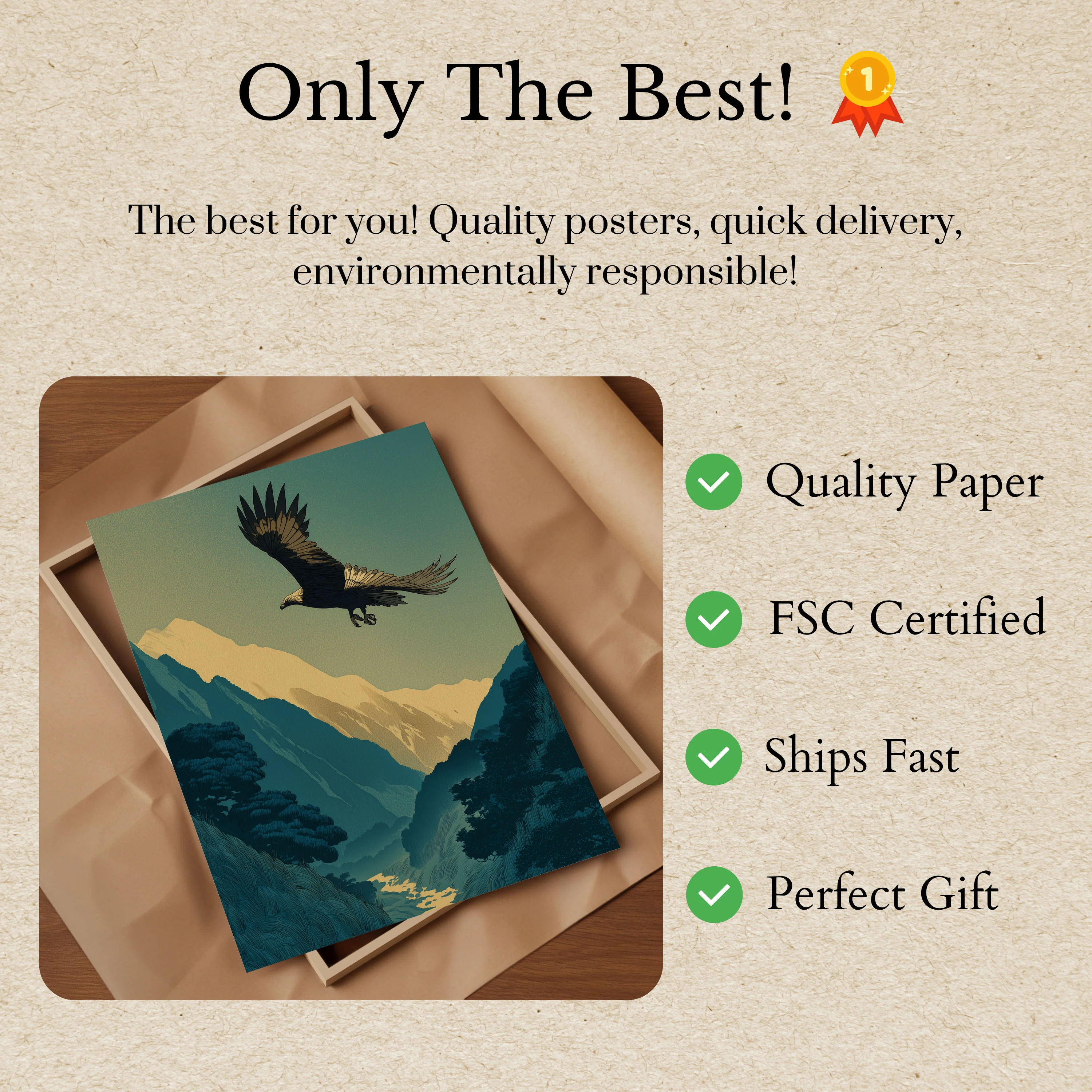 Eagle Soaring Mountain Valley Poster - Image 3