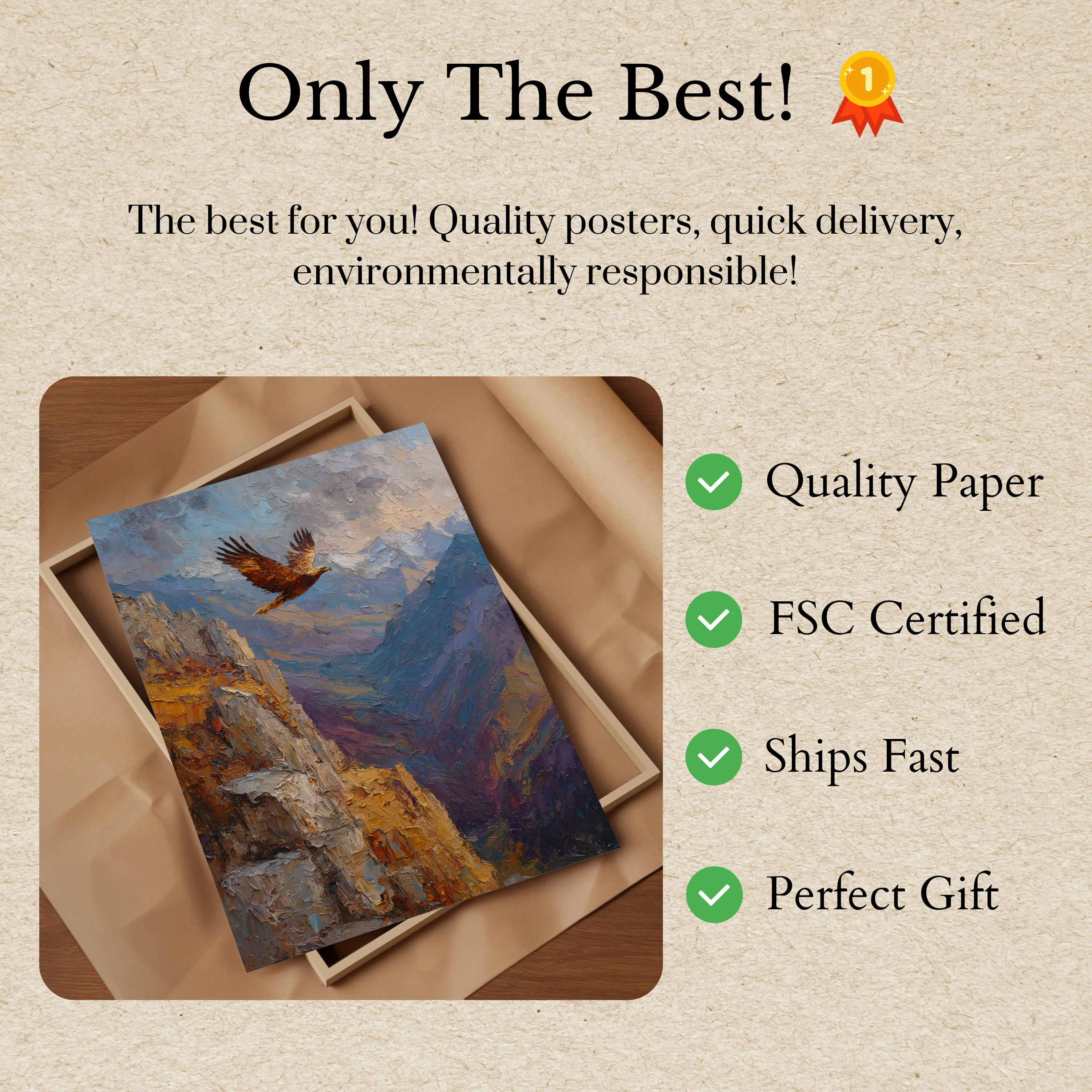 Eagle Soaring Over Mountain Poster - Image 3