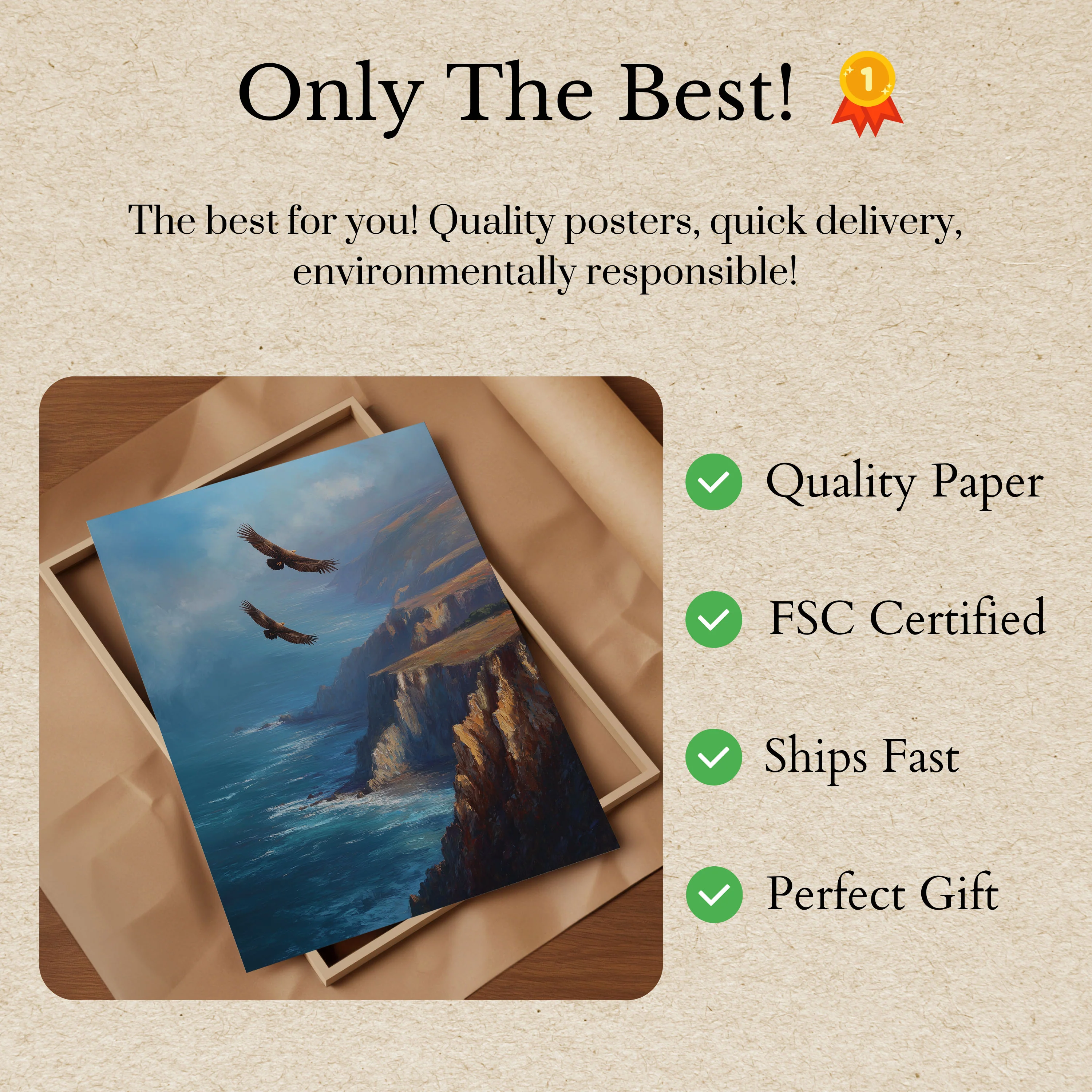 Eagles Over Coastal Cliffs Poster - Image 3