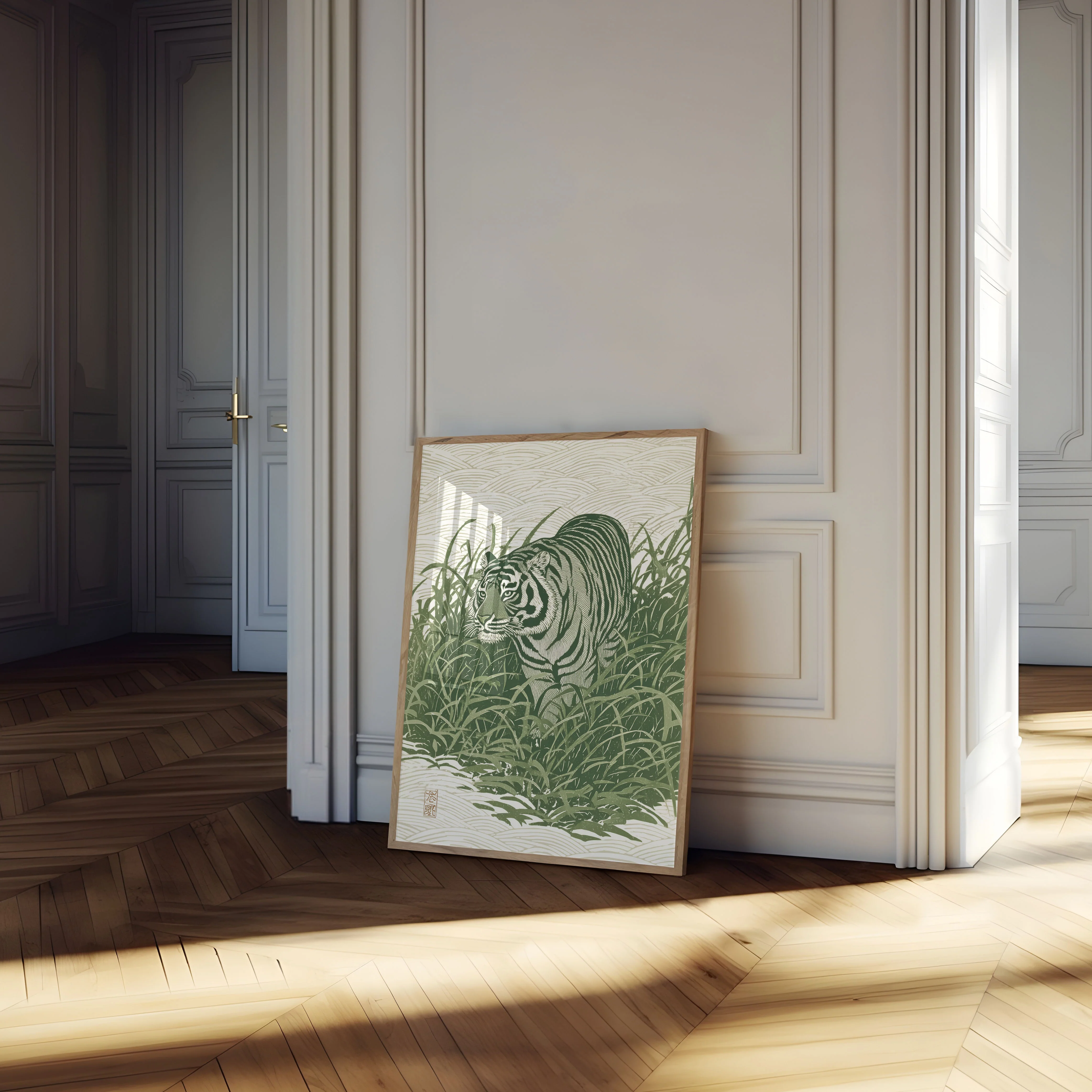 Emerald Tiger Wild Grass Poster - Image 4