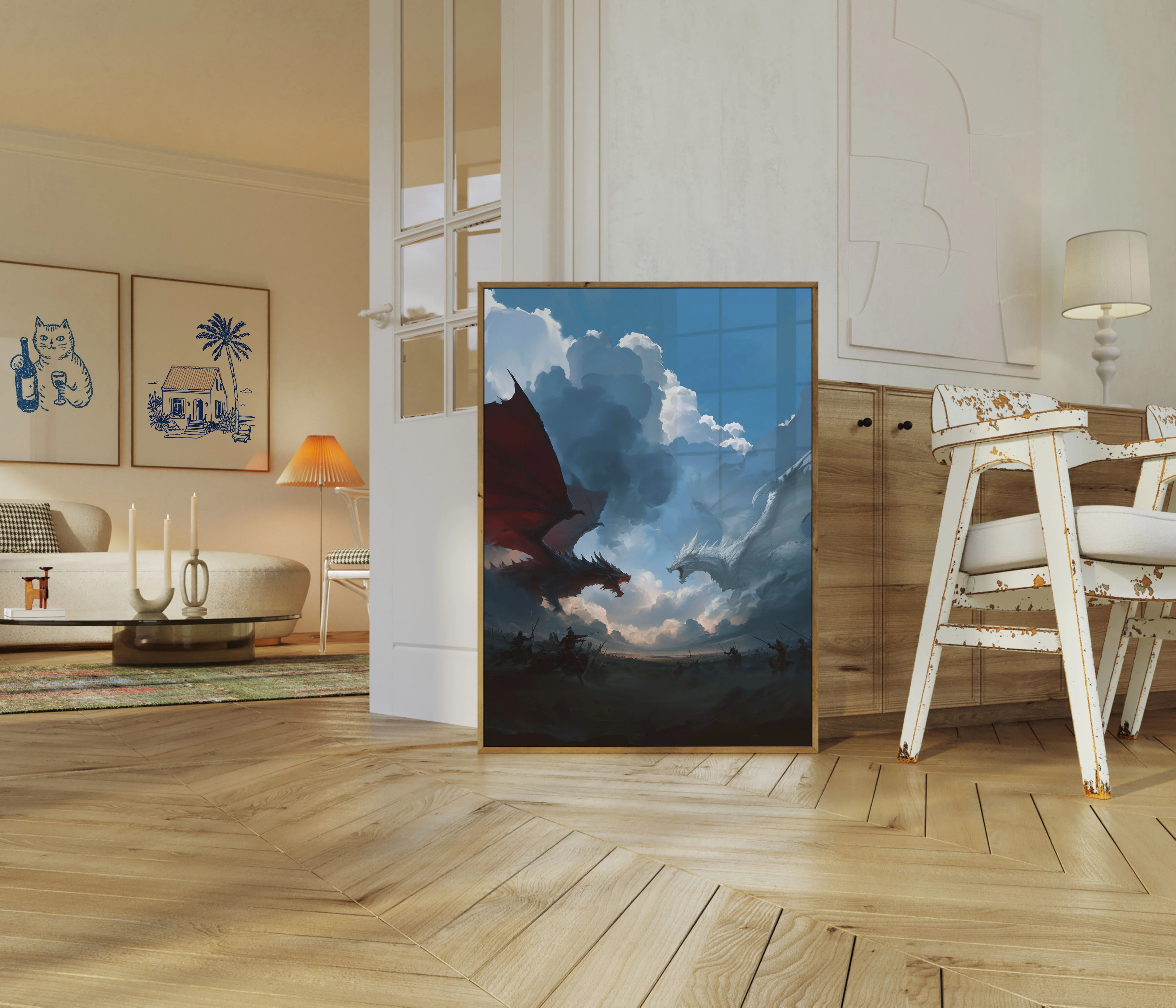 Epic Dragon Battle Sky Poster - Image 5