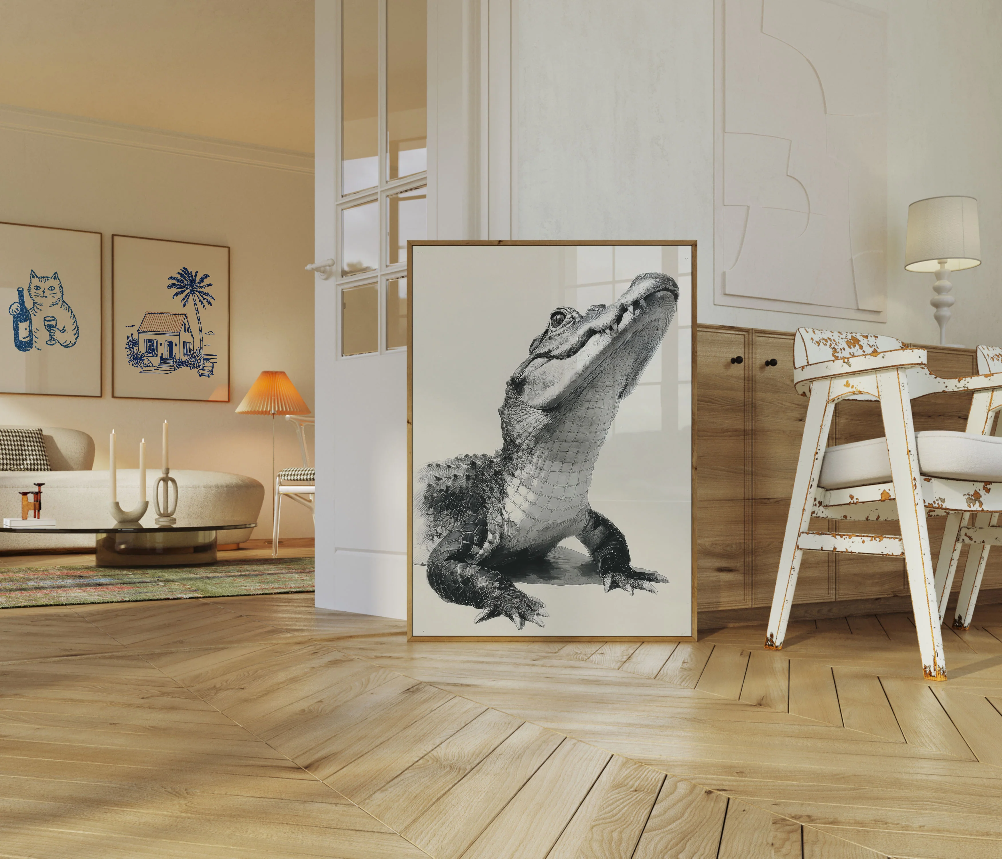 Fierce Crocodile Sketch Poster - Image 5