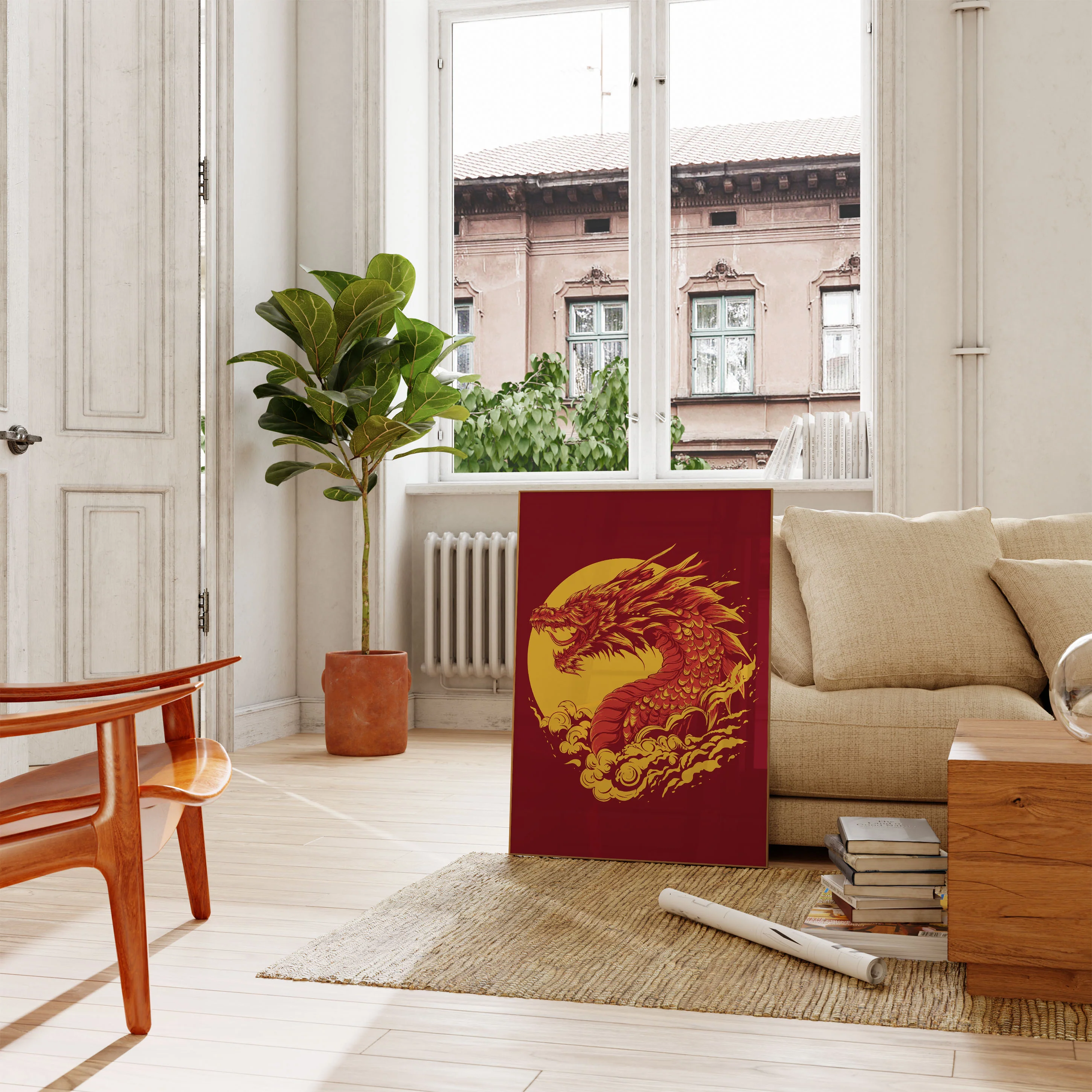 Fierce Dragon Fire Sunset Poster - Image 2