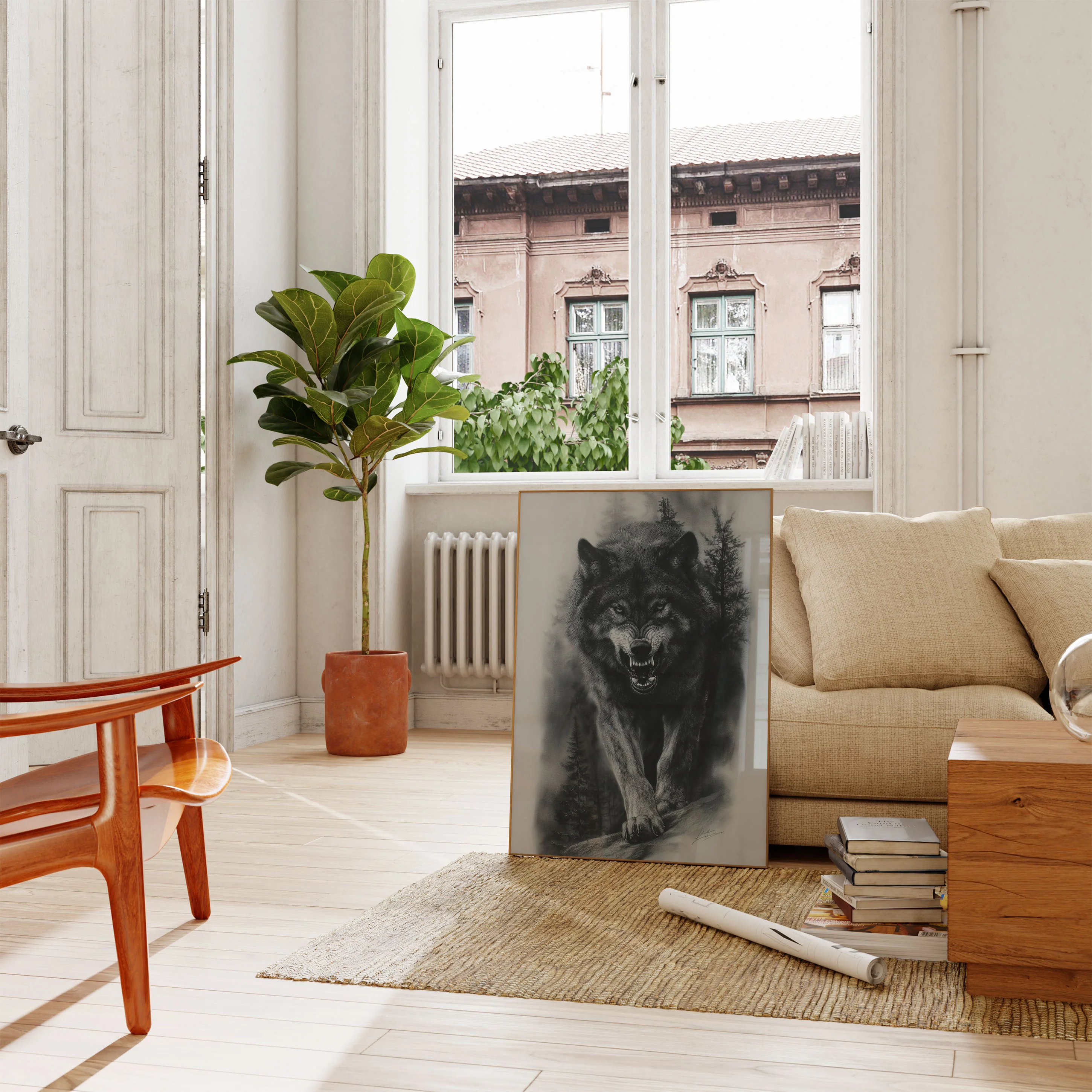 Fierce Wolf Forest Poster - Image 2