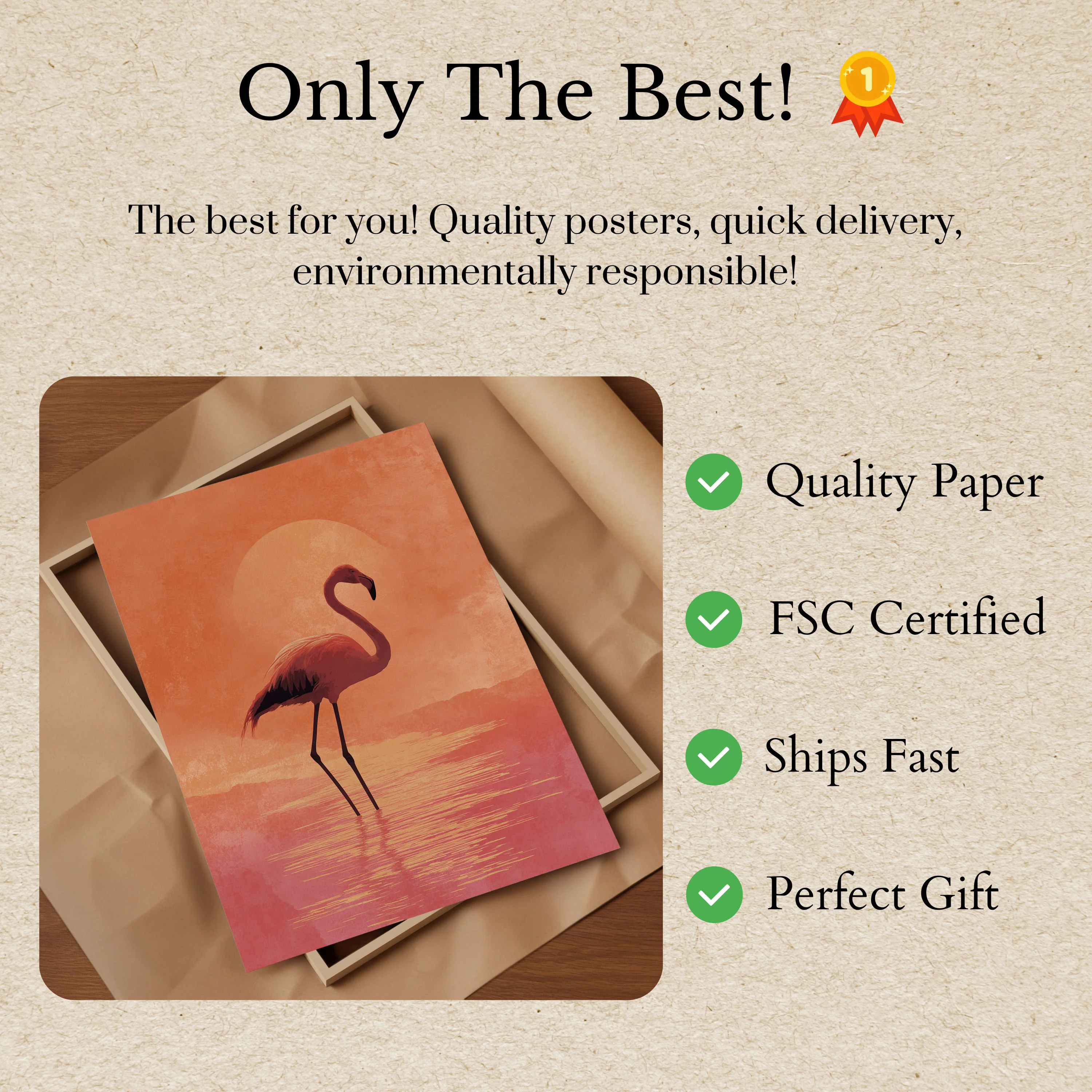 Flamingo Sunset Reflection Poster - Image 3