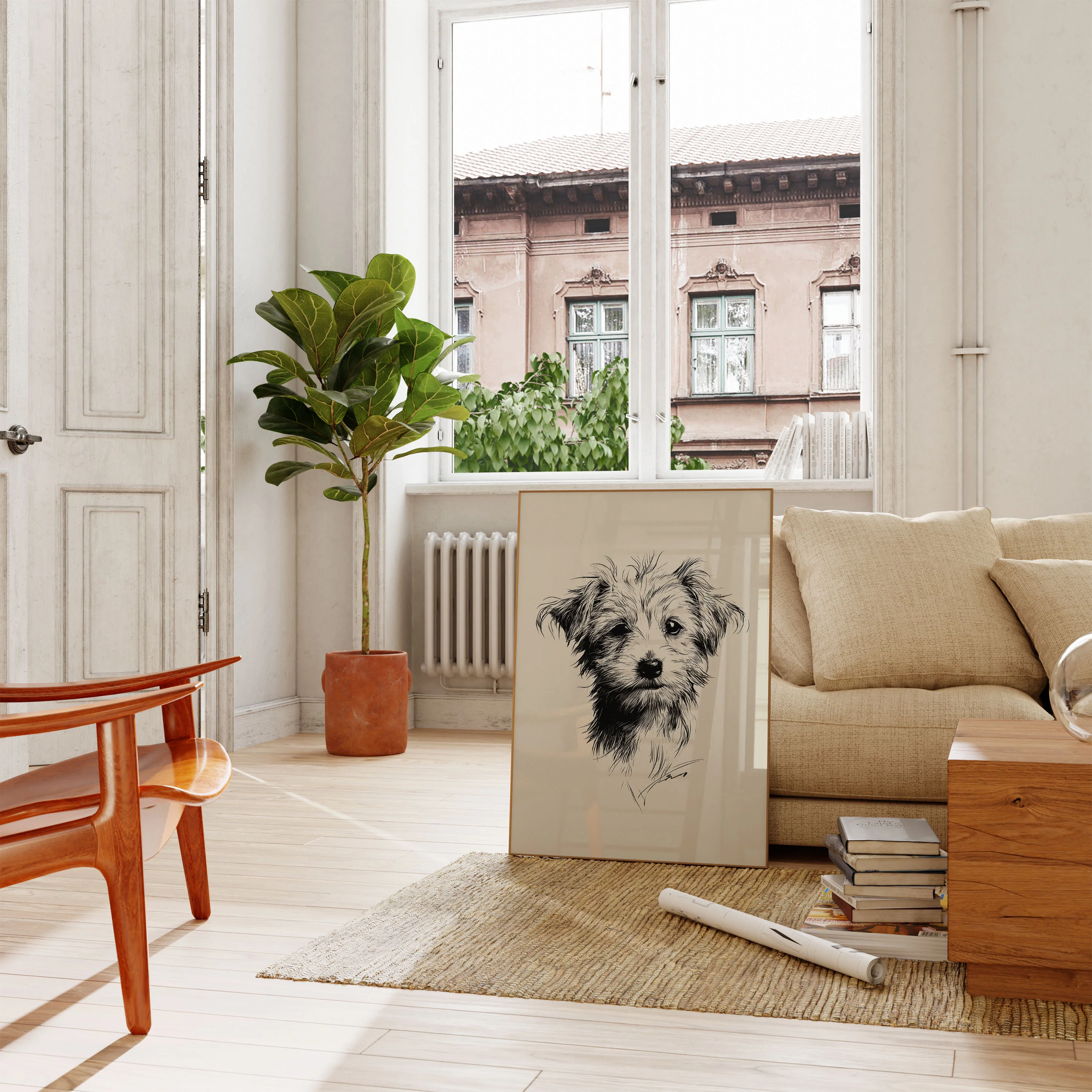 Fluffy Puppy Portrait Poster - Image 2