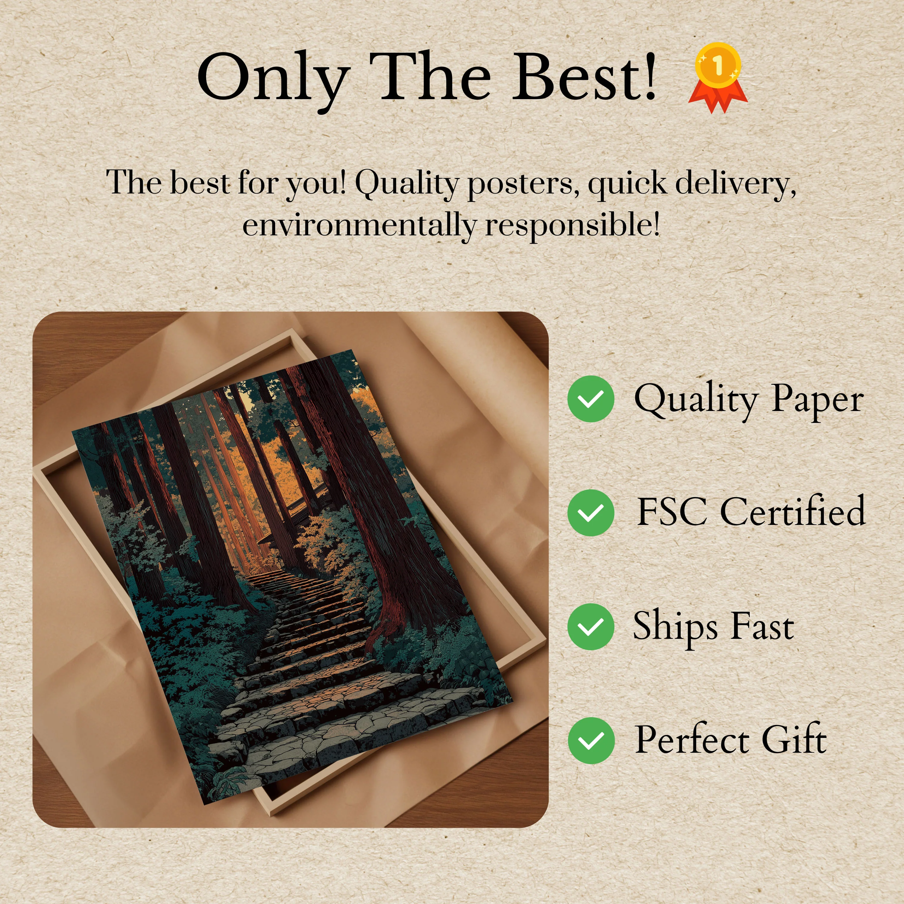 Forest Path Through Redwoods Poster - Image 3