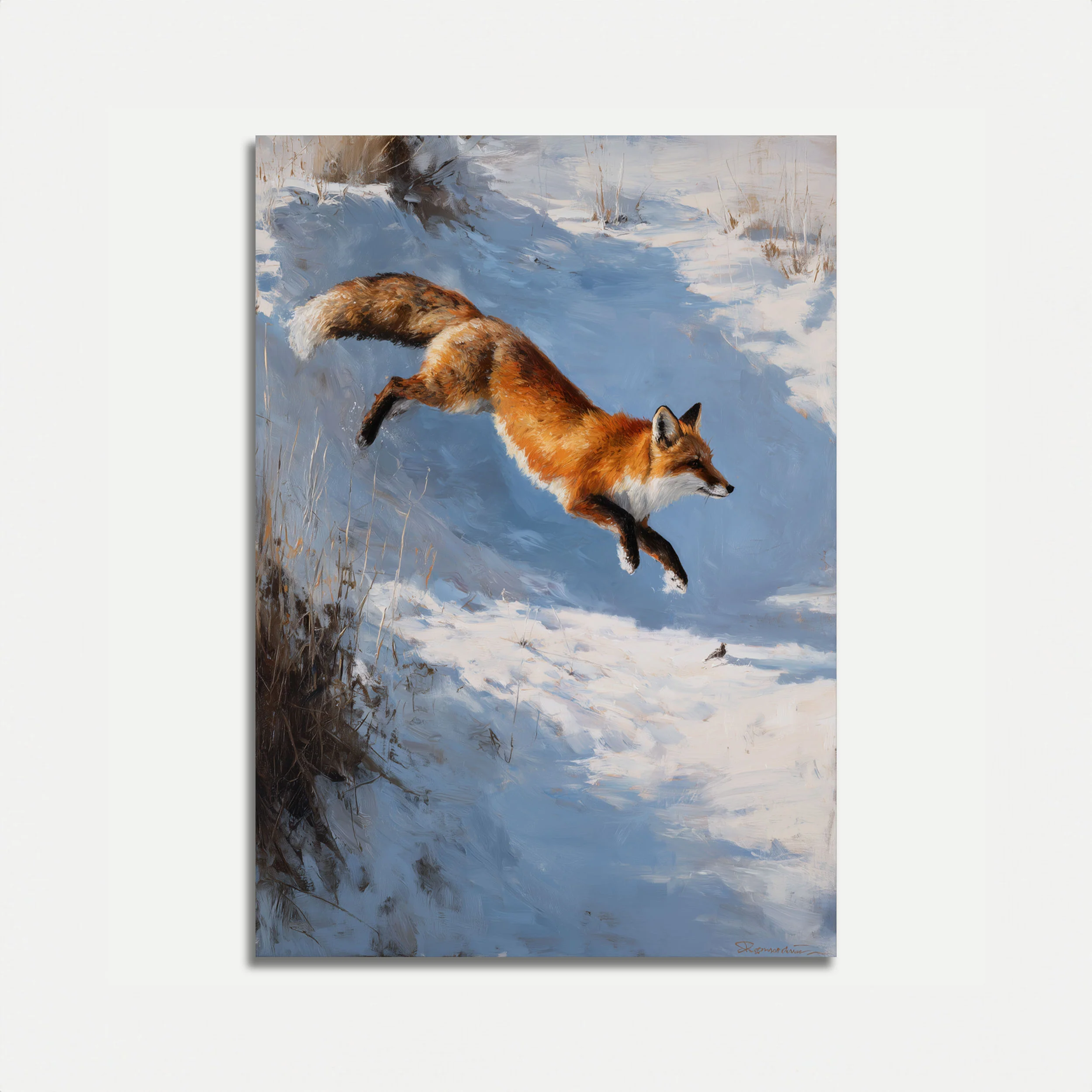 Fox Leaping Through Snow Poster