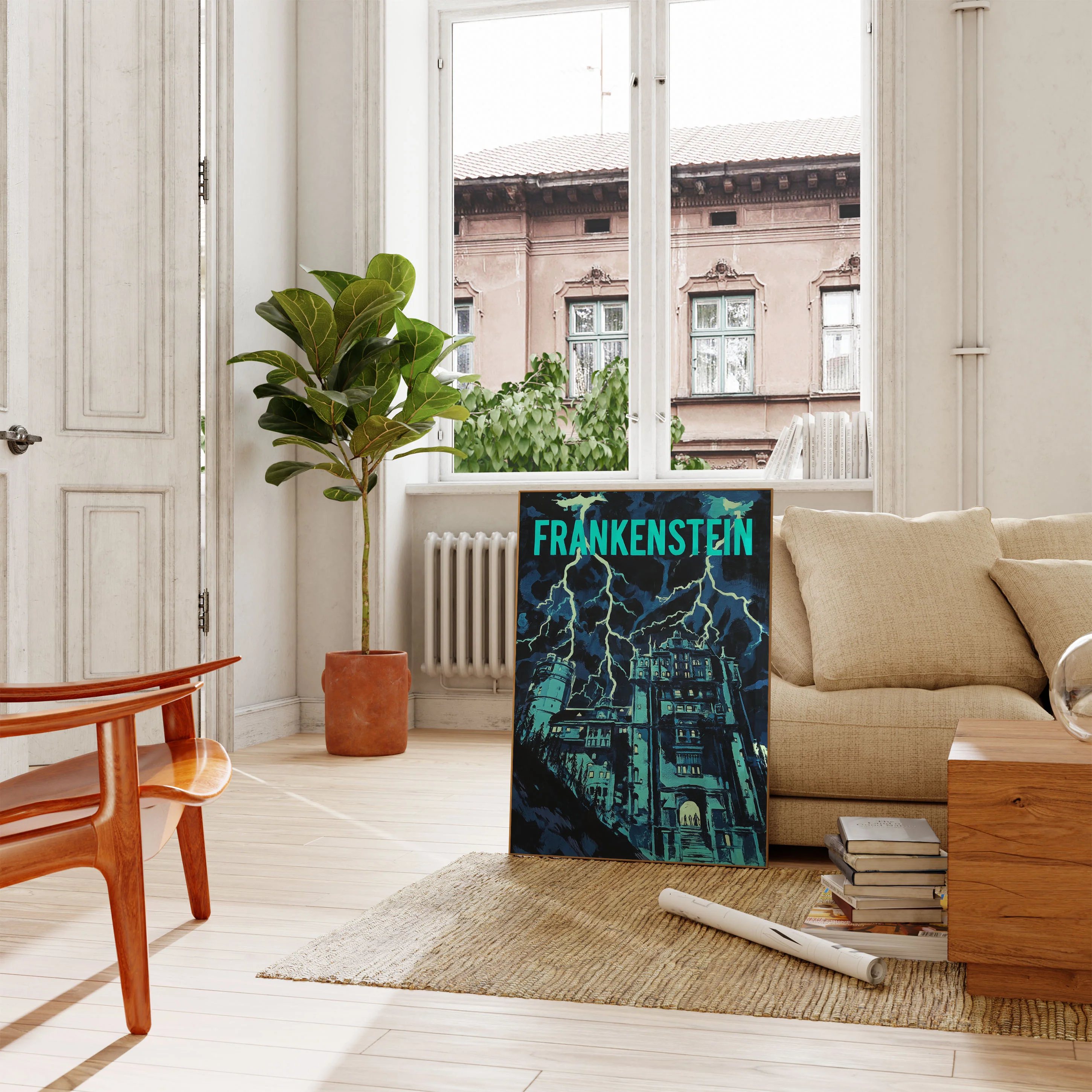 Frankenstein Castle Lightning Poster - Image 2