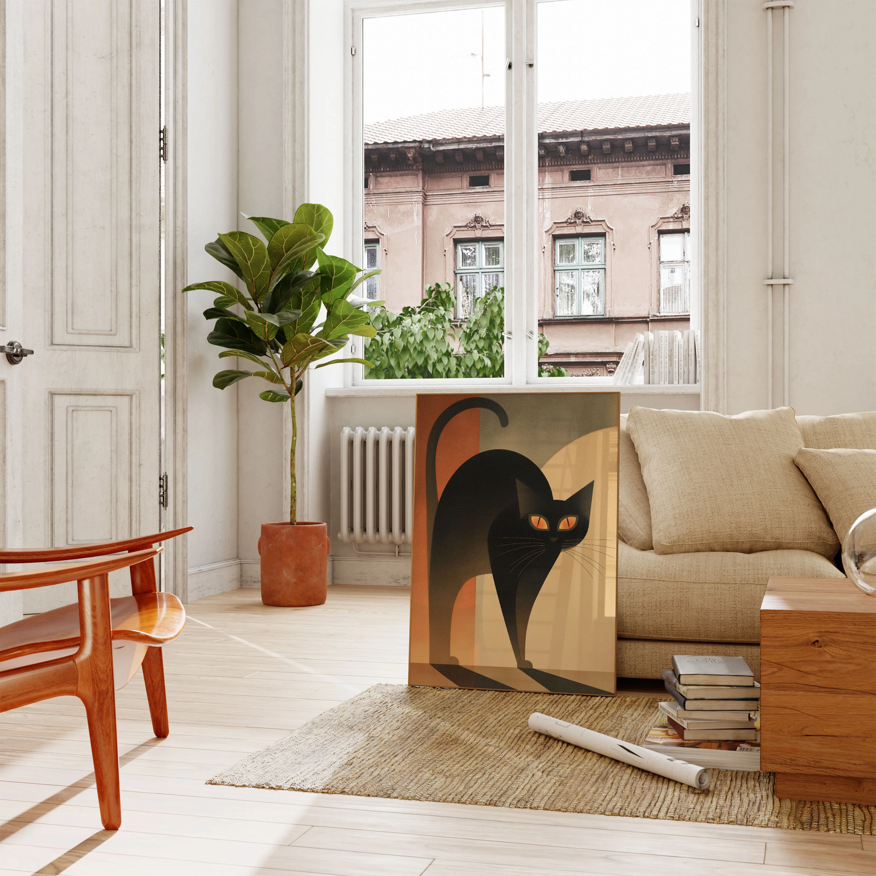 Geometric Black Cat Poster - Image 2
