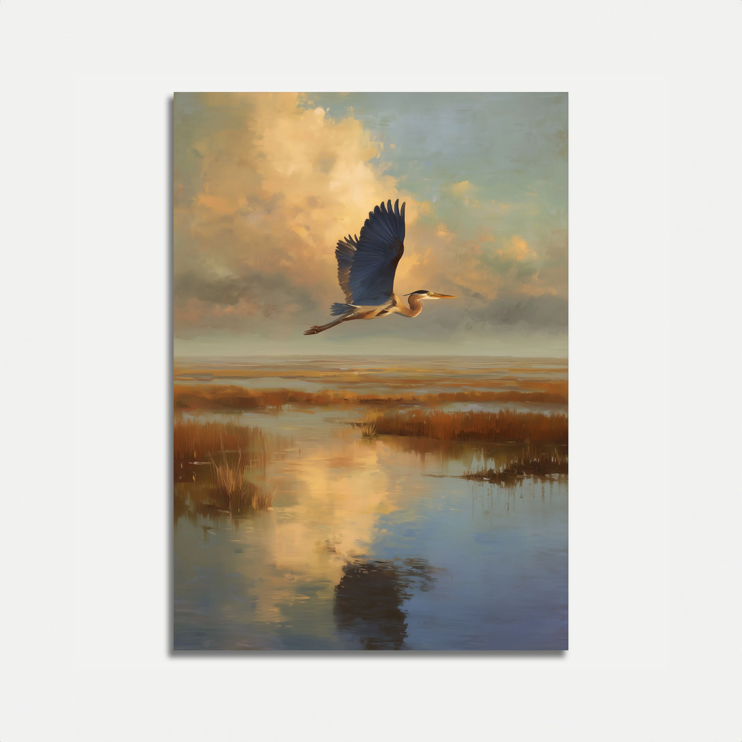 Great Blue Heron in Flight Poster