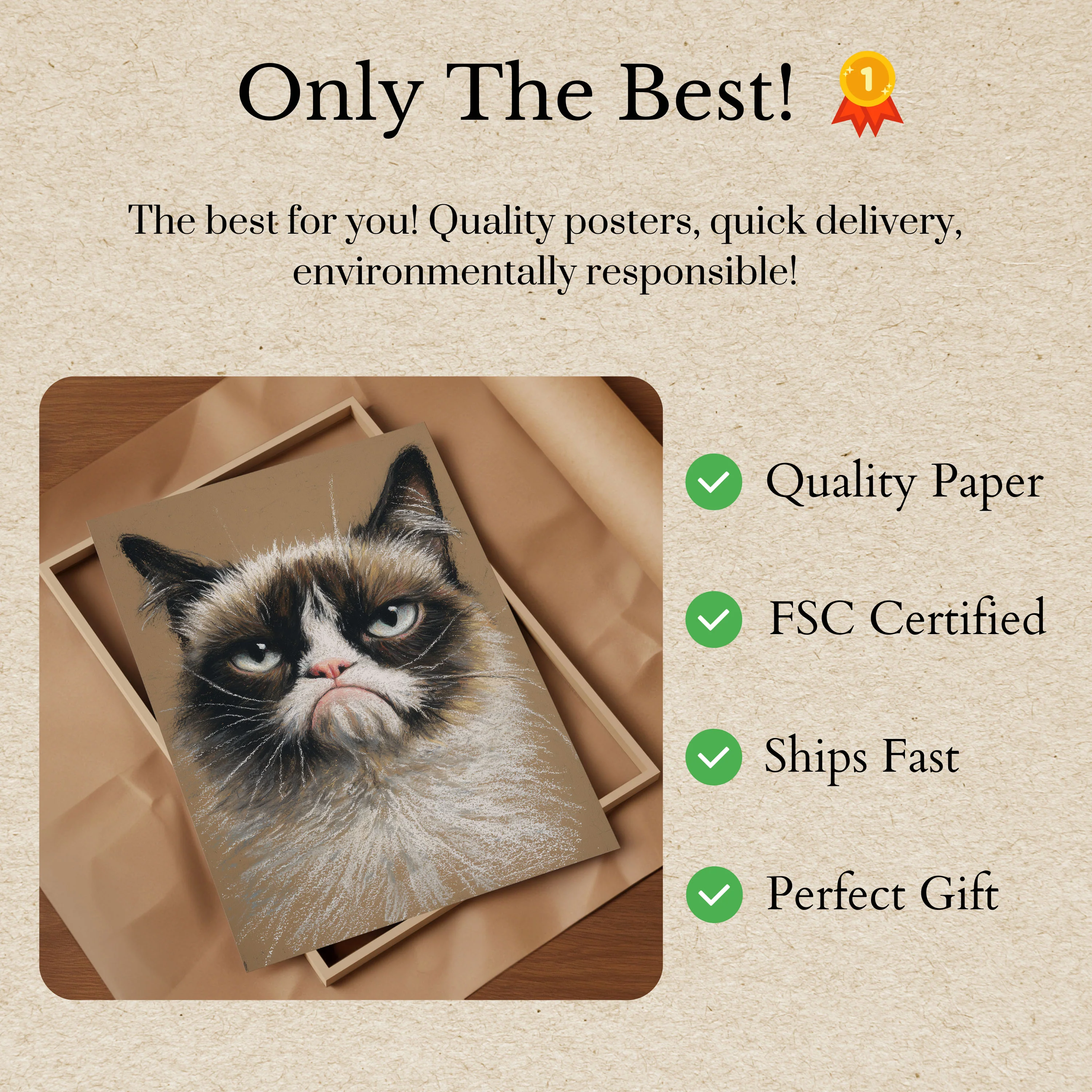 Grumpy Cat Portrait Poster - Image 3