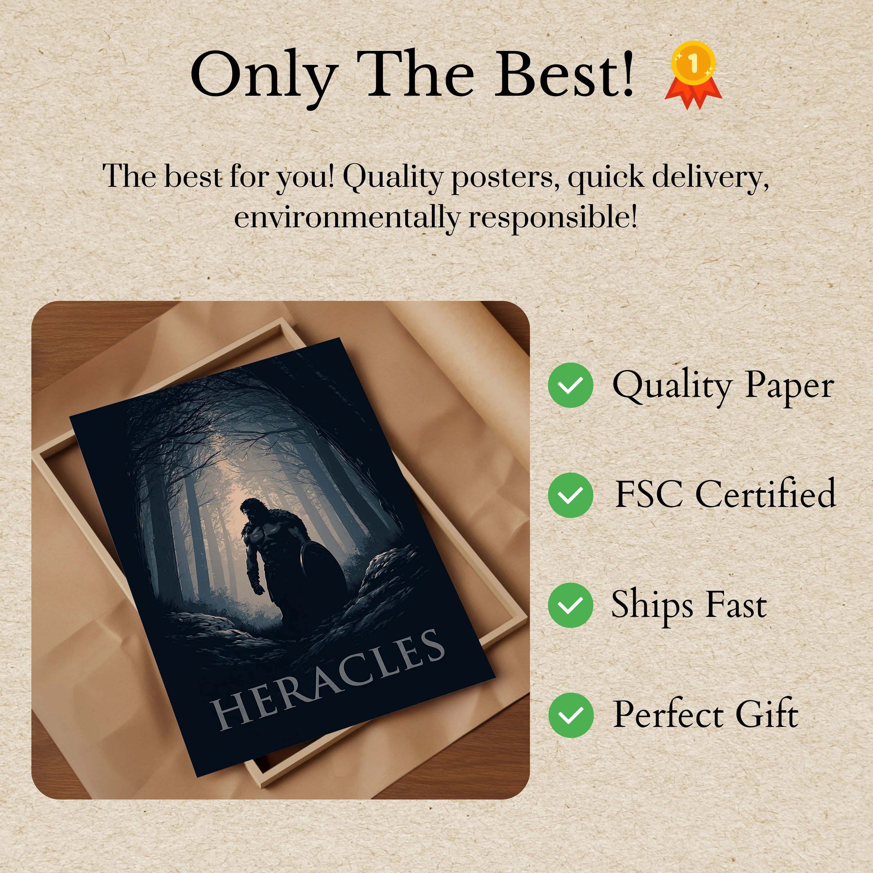 Heracles Warrior in Misty Forest Poster - Image 3