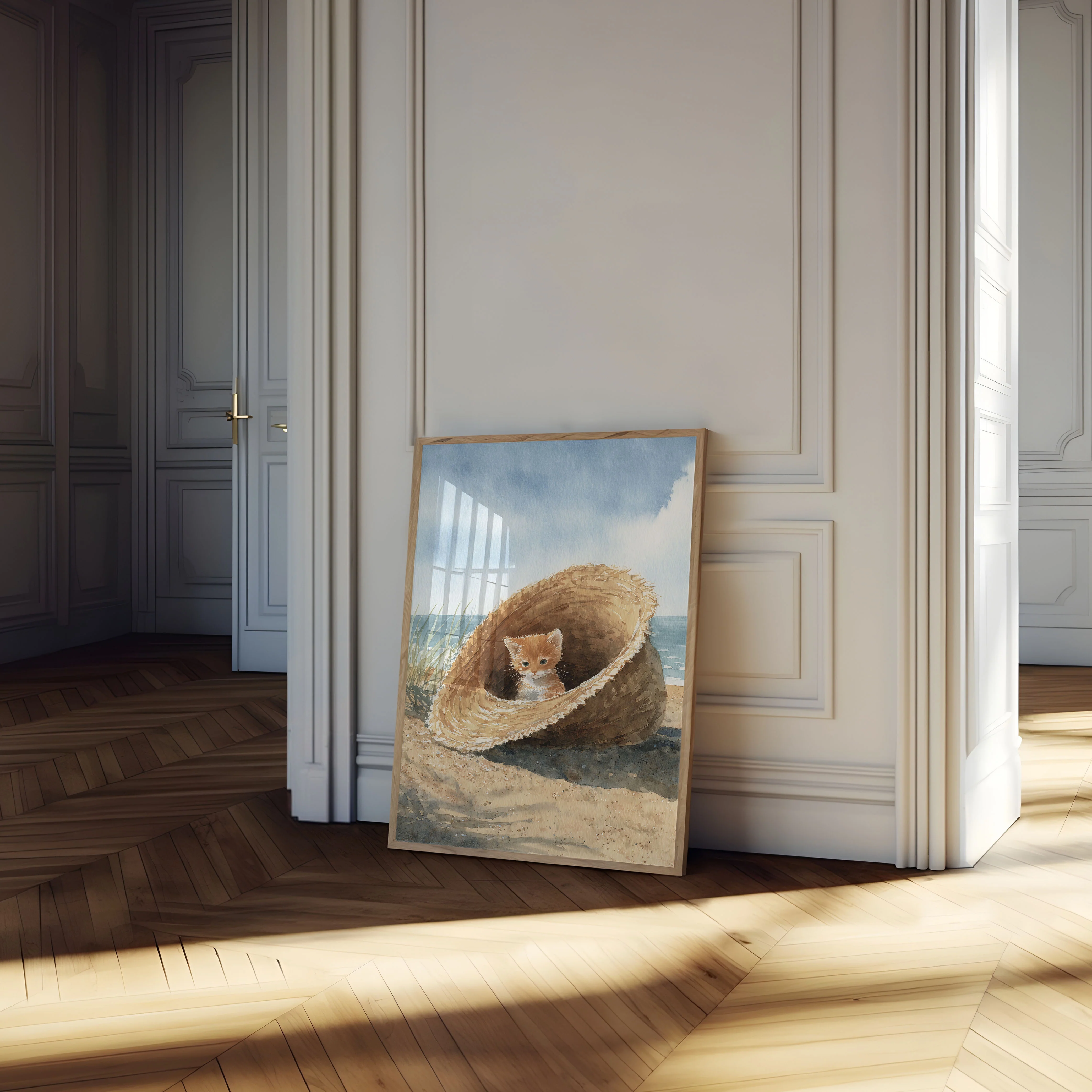 Kitten in Shell by Beach Poster - Image 4