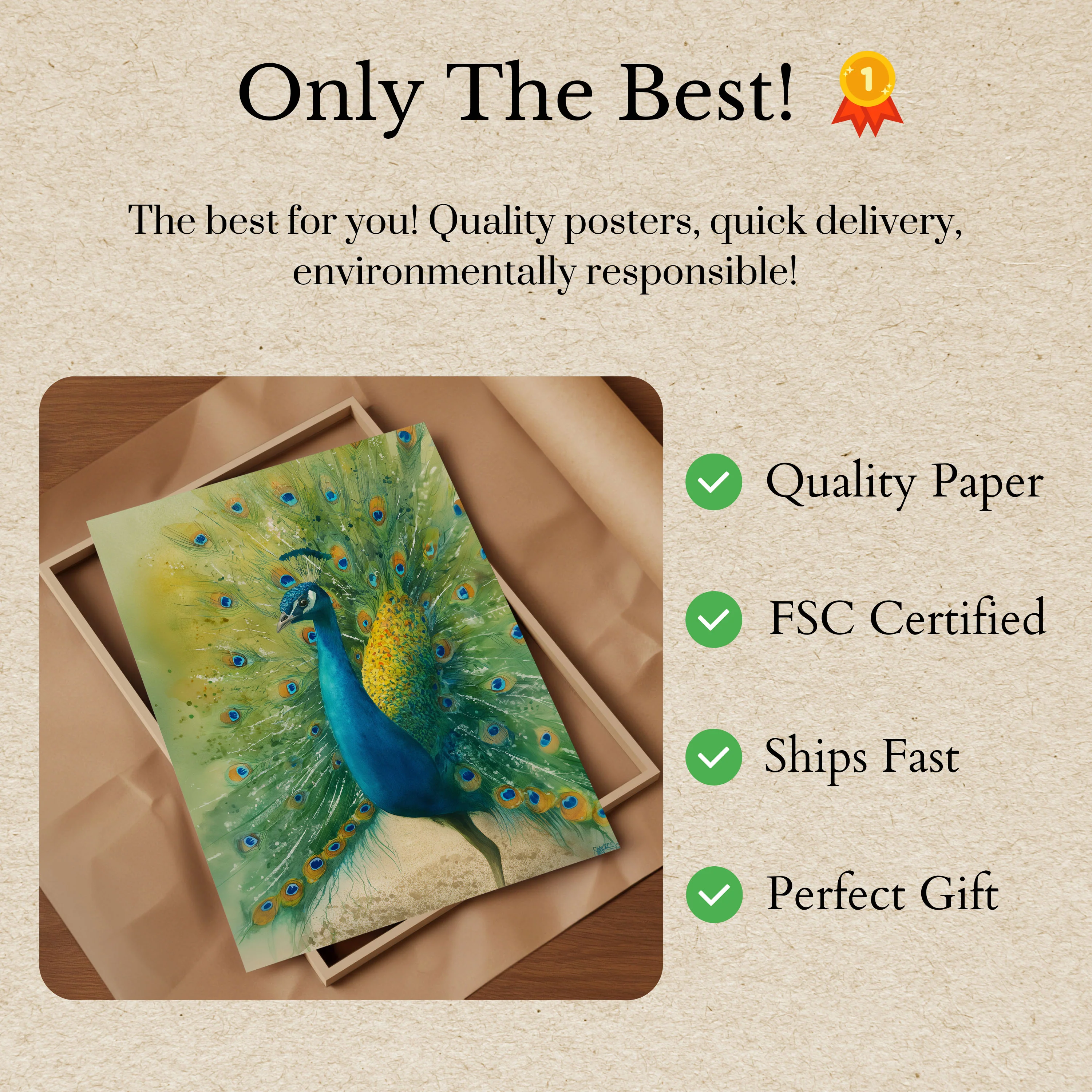 Majestic Peacock Feather Display Poster - Image 3