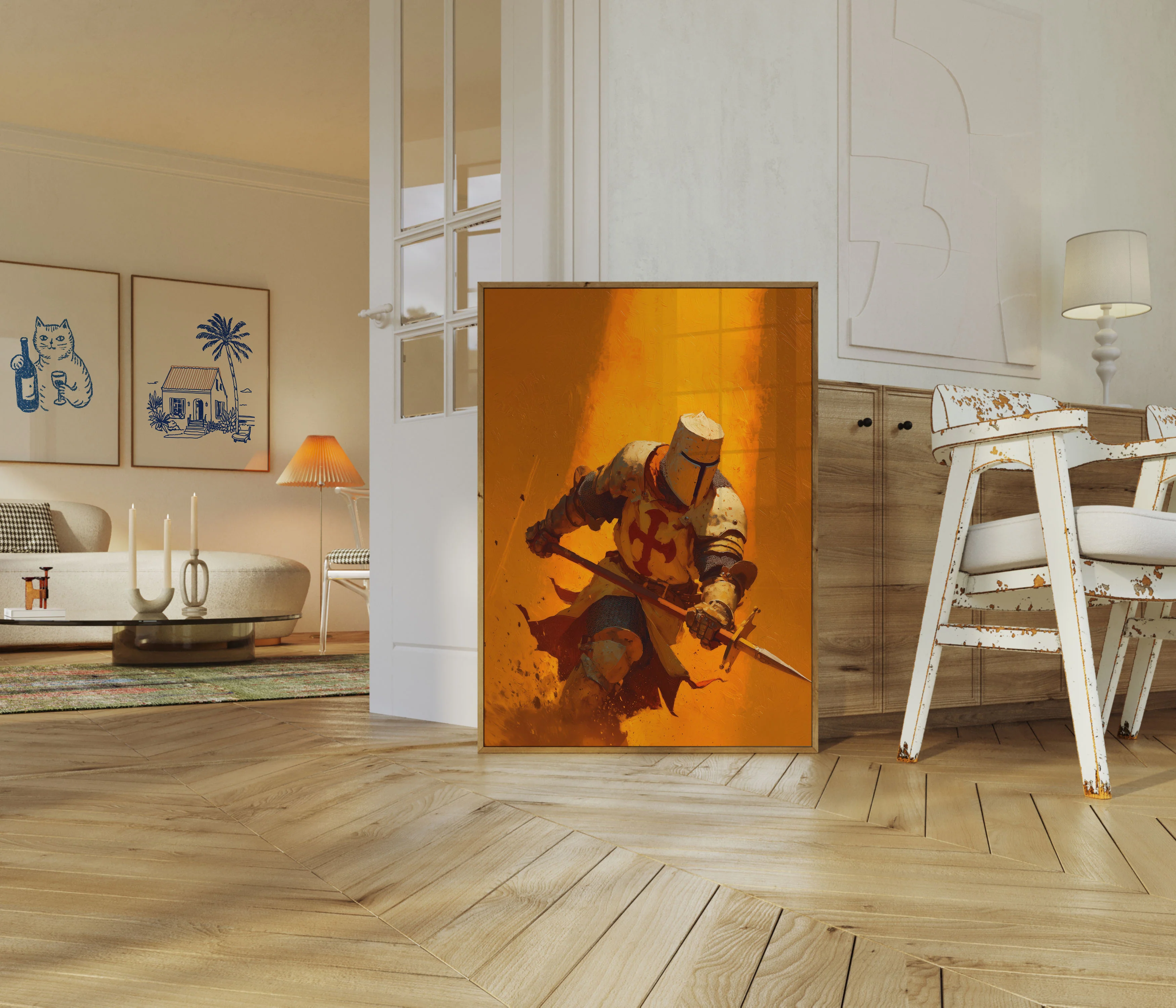 Medieval Knight in Flames Poster - Image 5