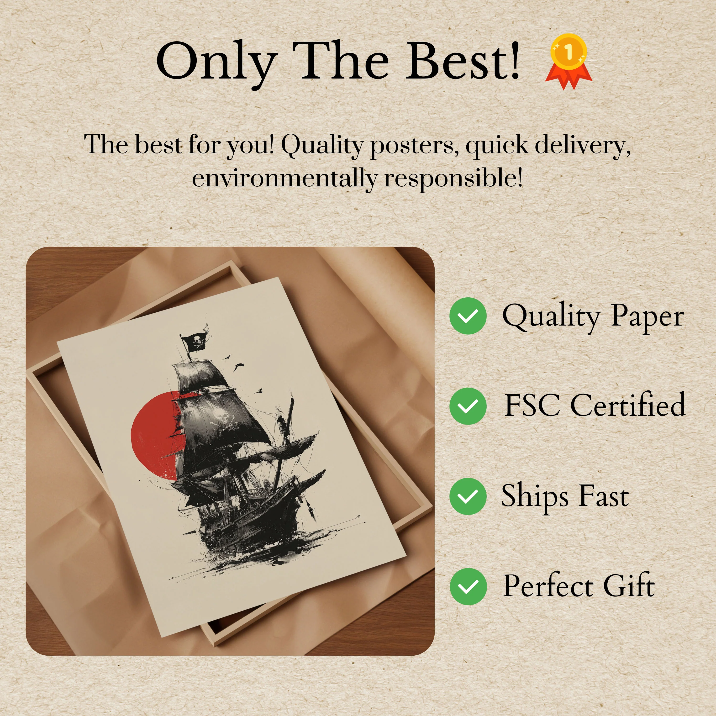 Midnight Pirate Ship Poster - Image 3