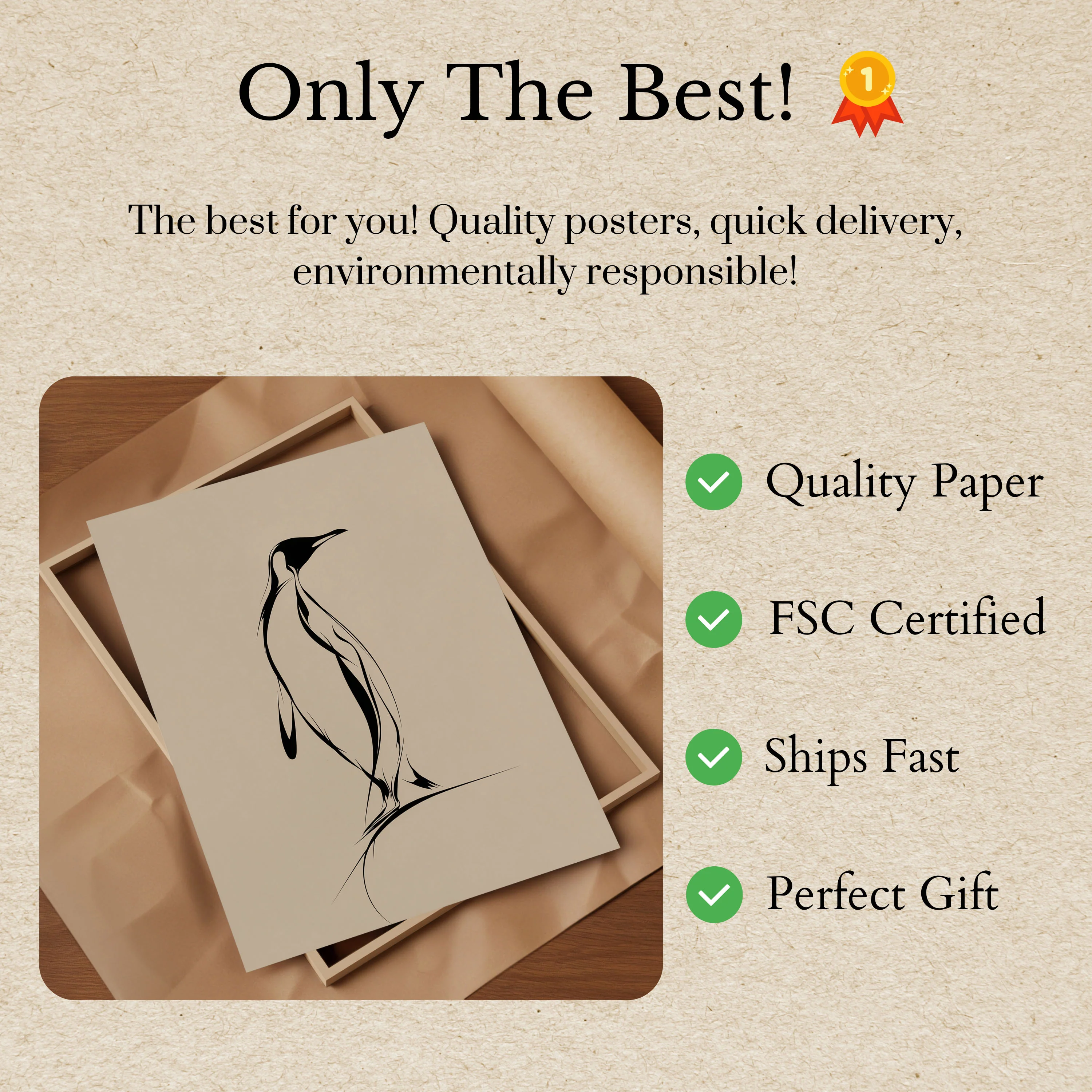 Minimalist Penguin Standing Poster - Image 3