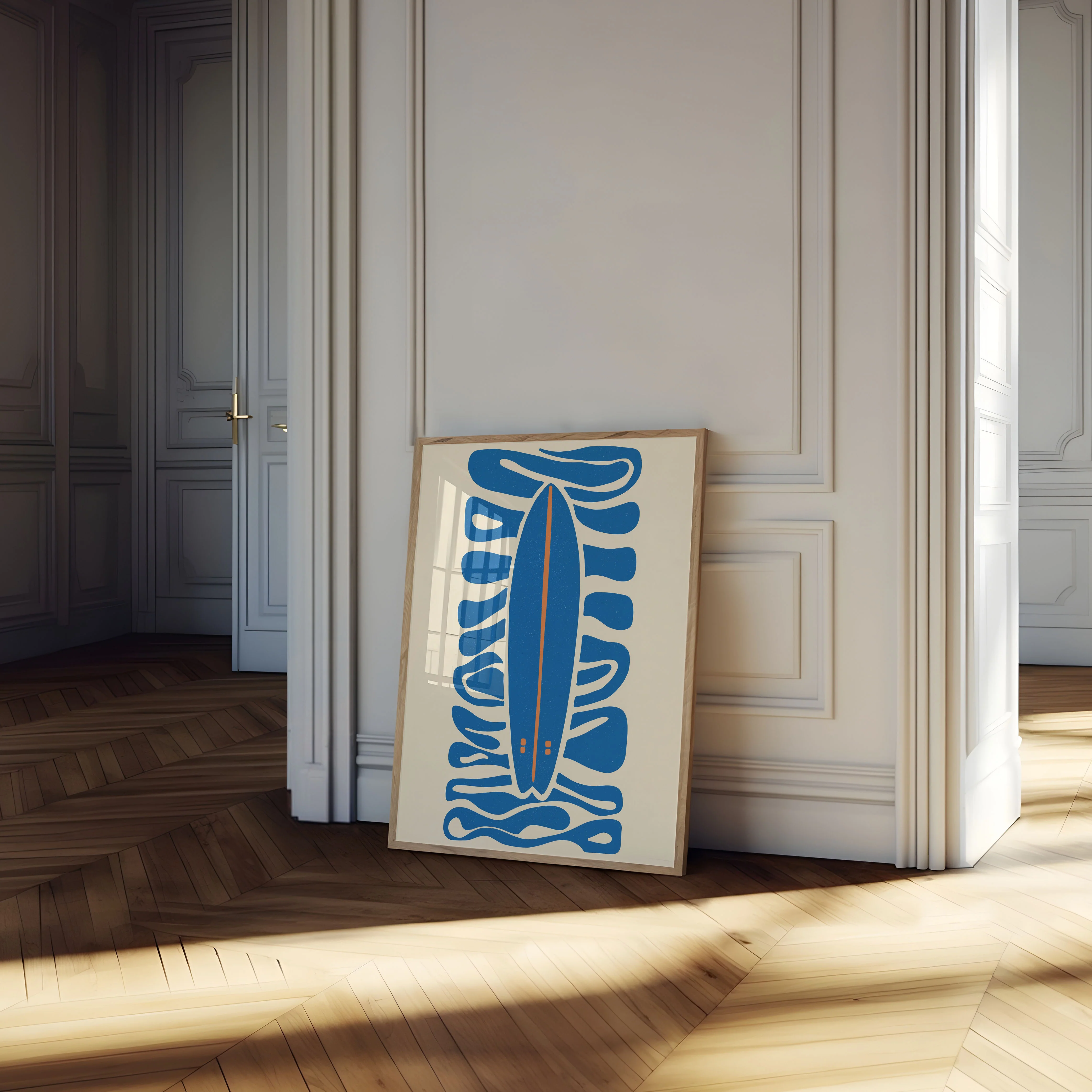 Minimalist Surfboard and Waves Poster - Image 4