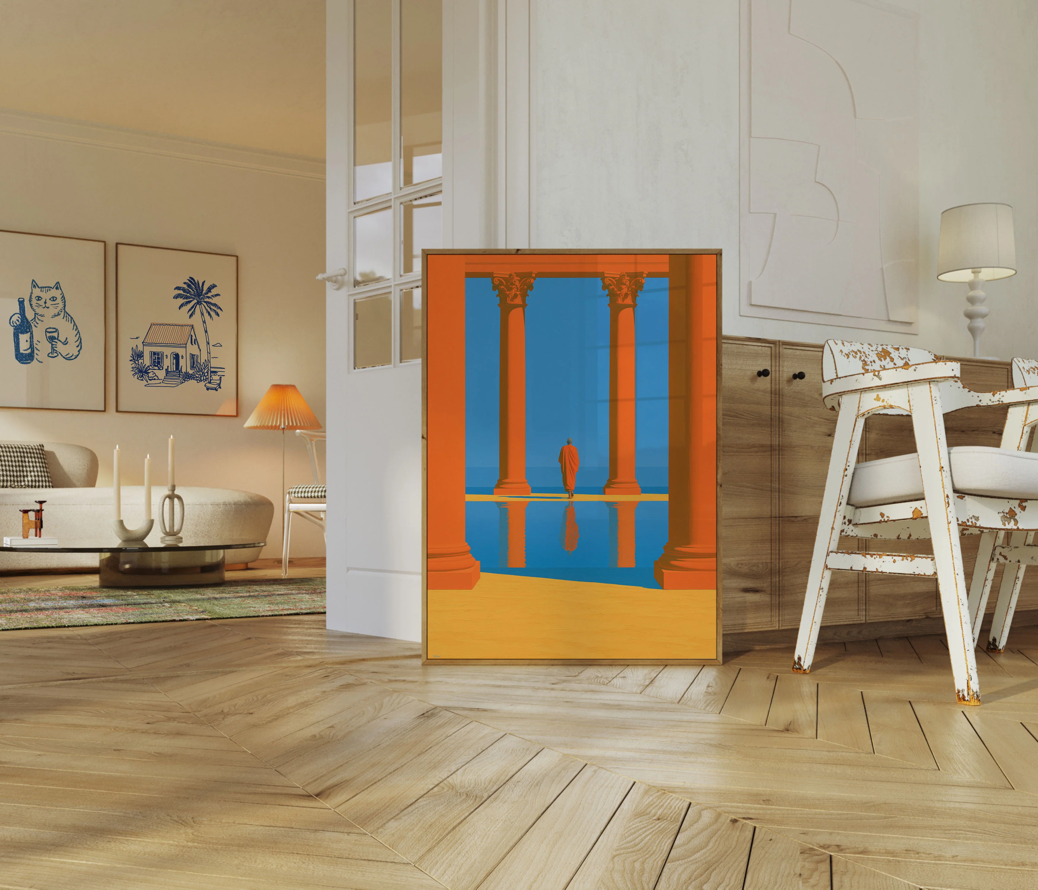 Monk in Classical Columns Poster - Image 5