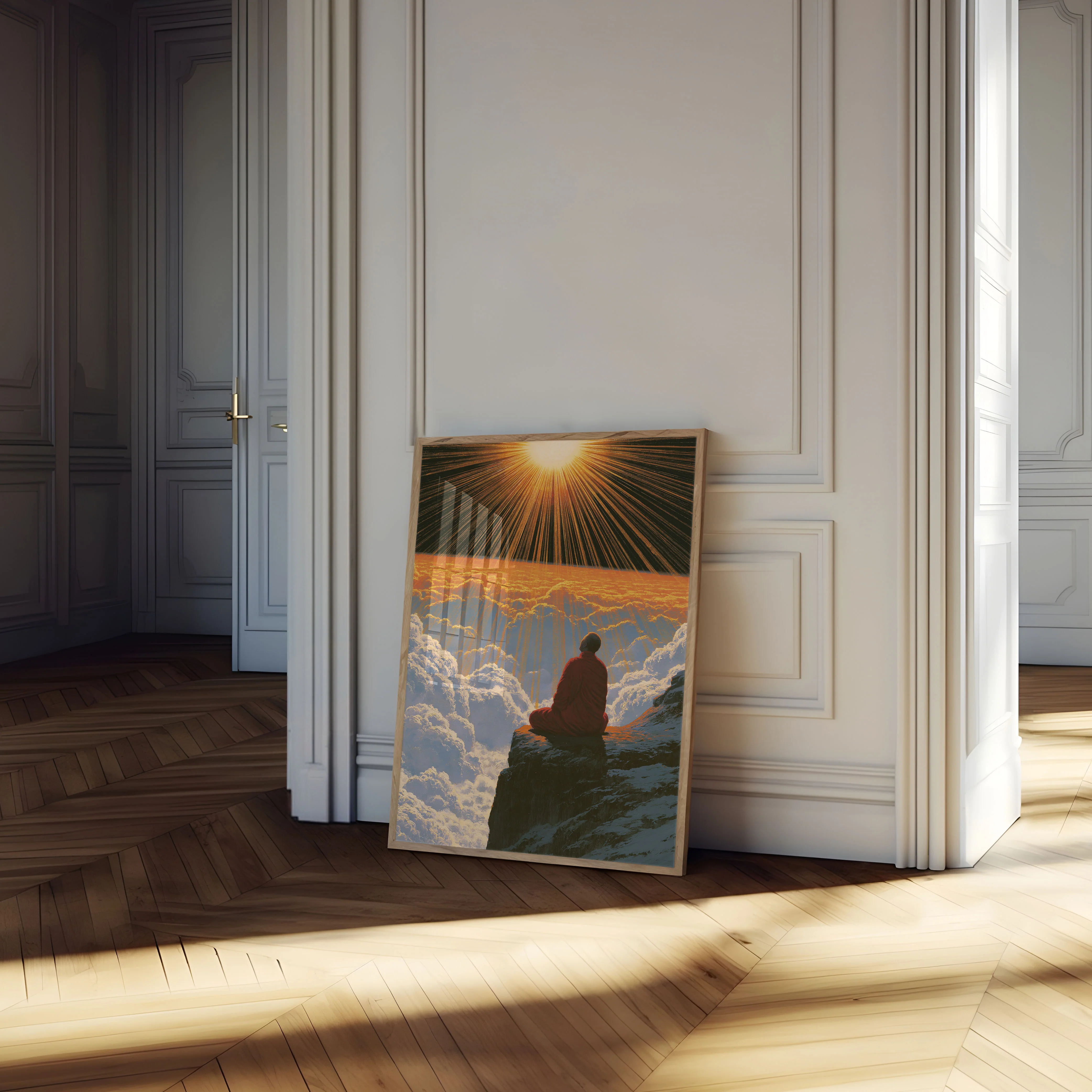 Monk Meditating Above Clouds Poster - Image 4