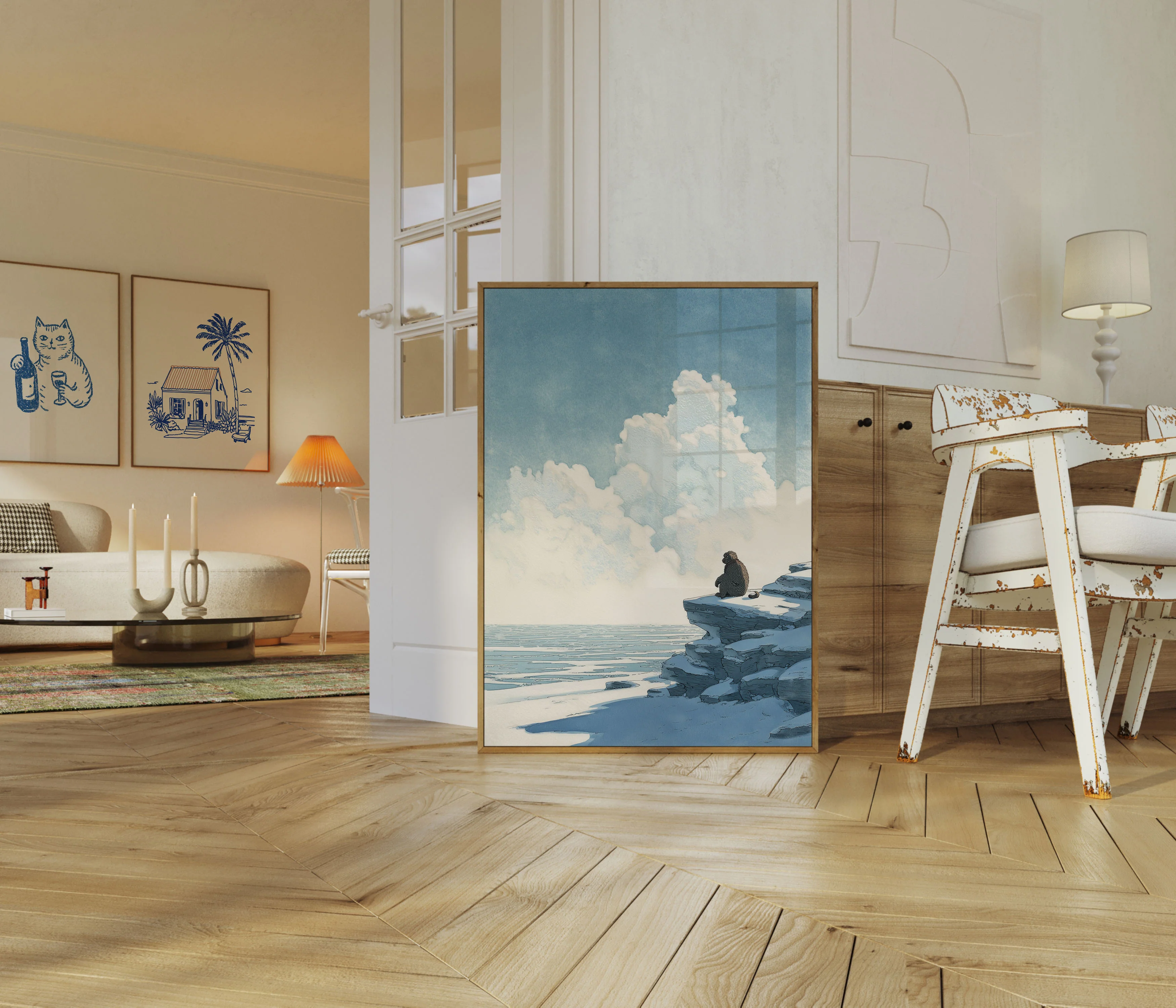 Monkey Gazing at Clouds Poster - Image 5