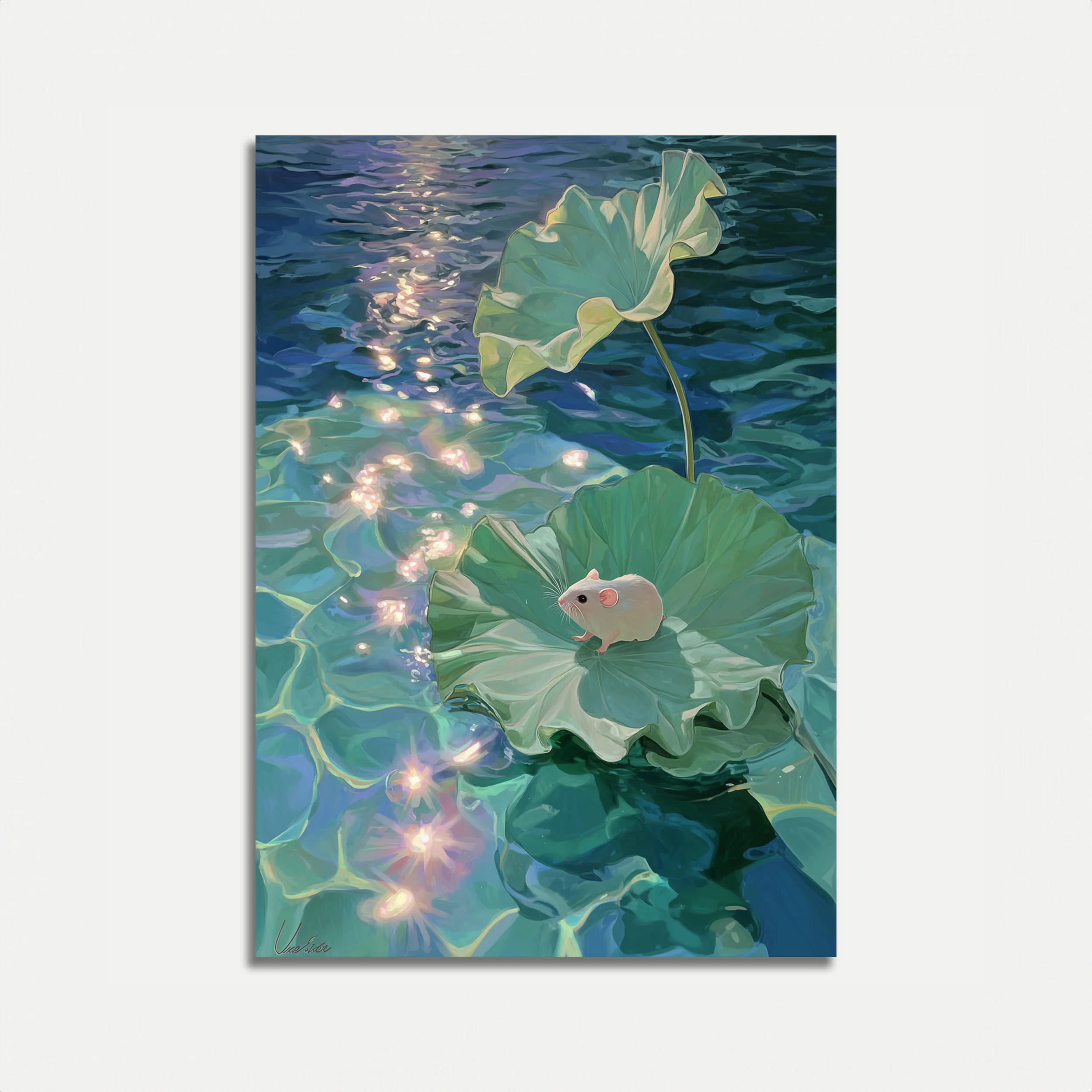Moonlit Lotus Mouse Poster