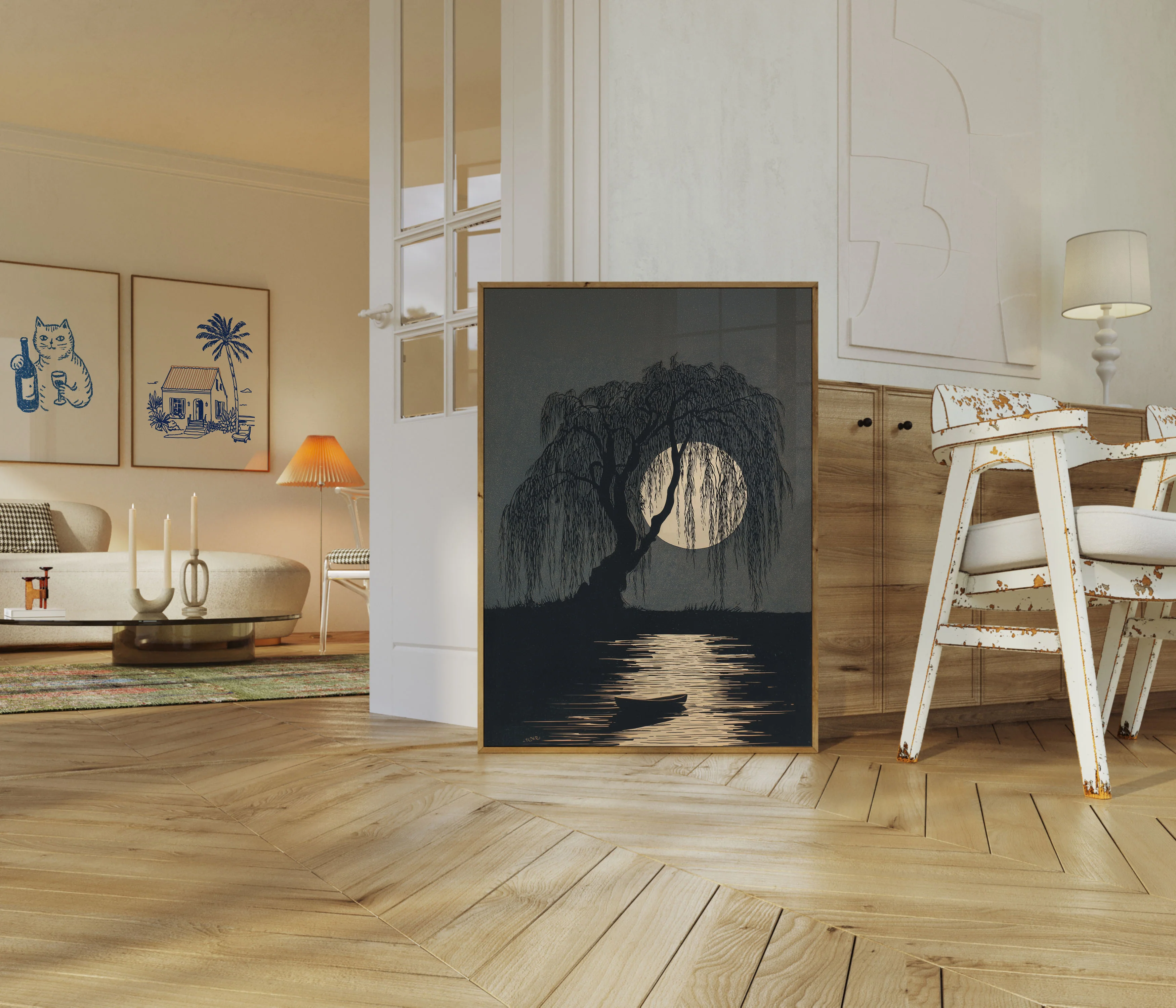 Moonlit Willow Night Poster - Image 5