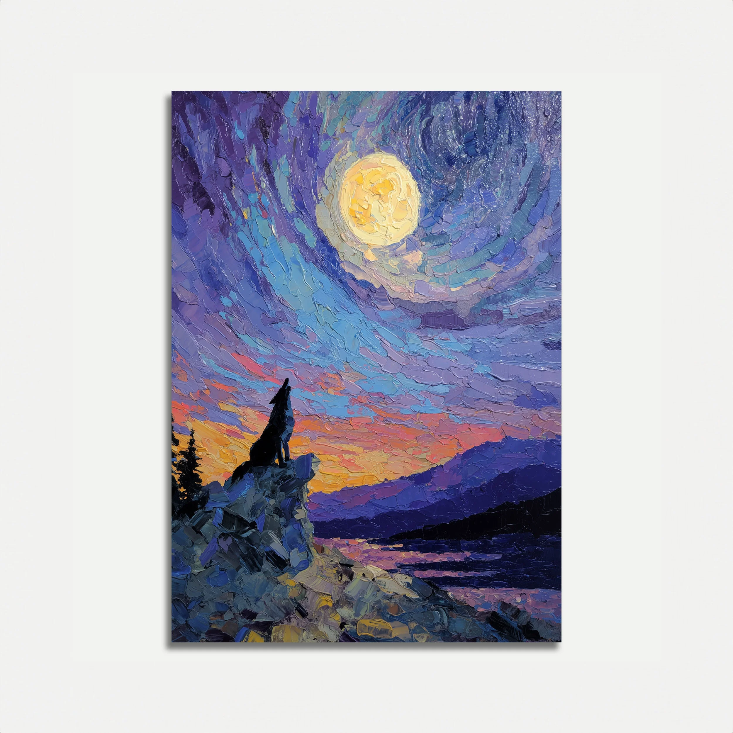 Moonlit Wolf Wilderness Poster