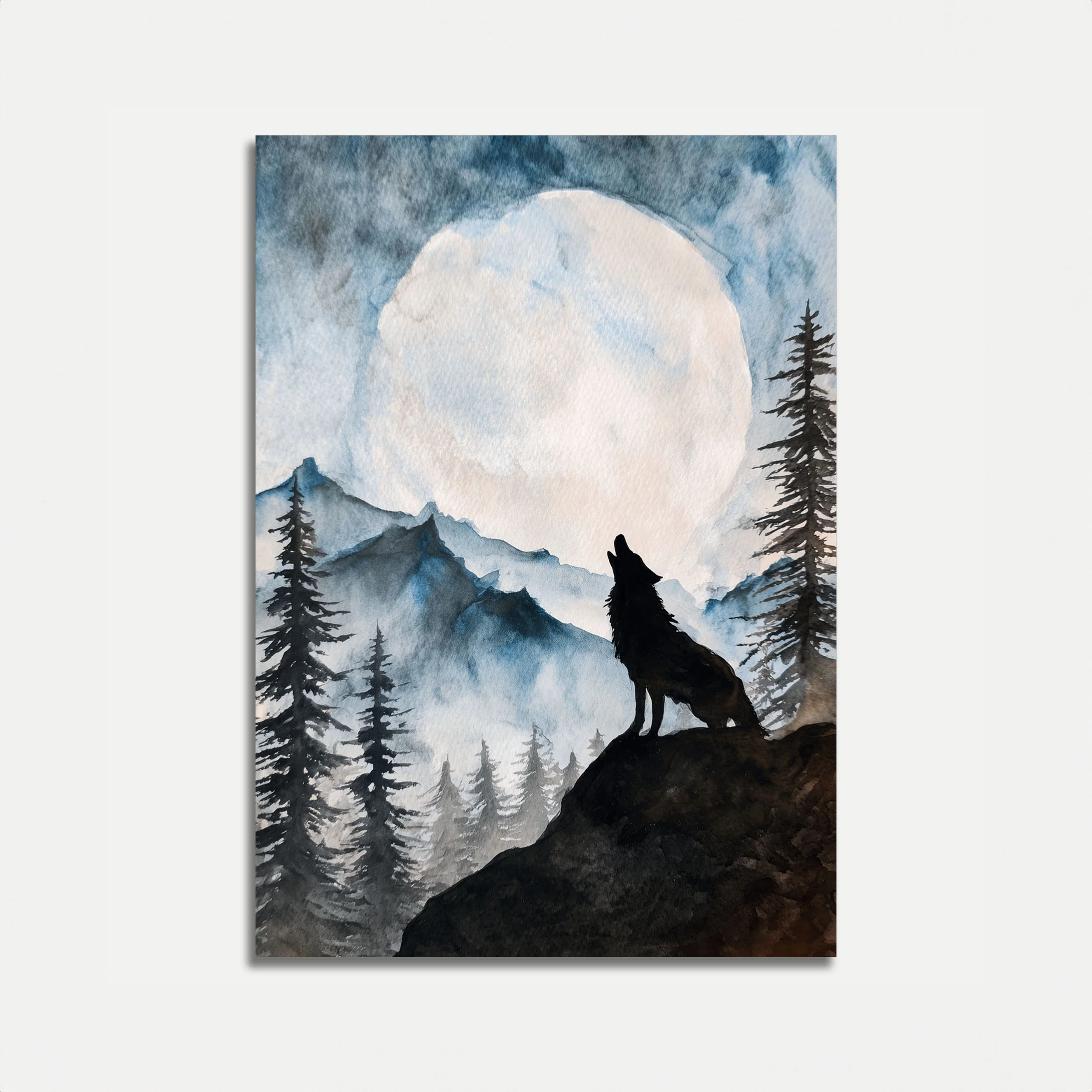 Moonlit Wolf Wilderness Poster