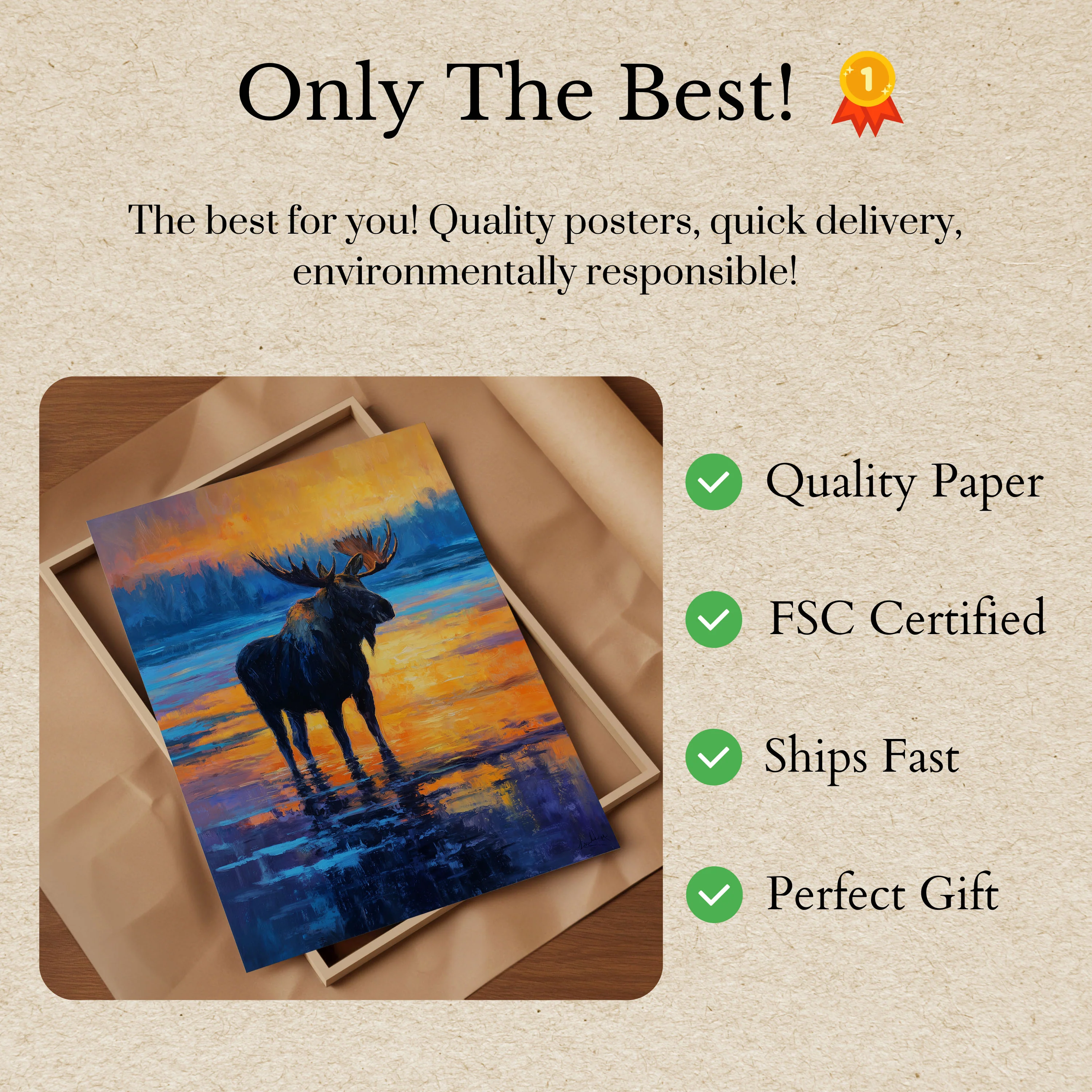 Moose at Sunset Poster - Image 3