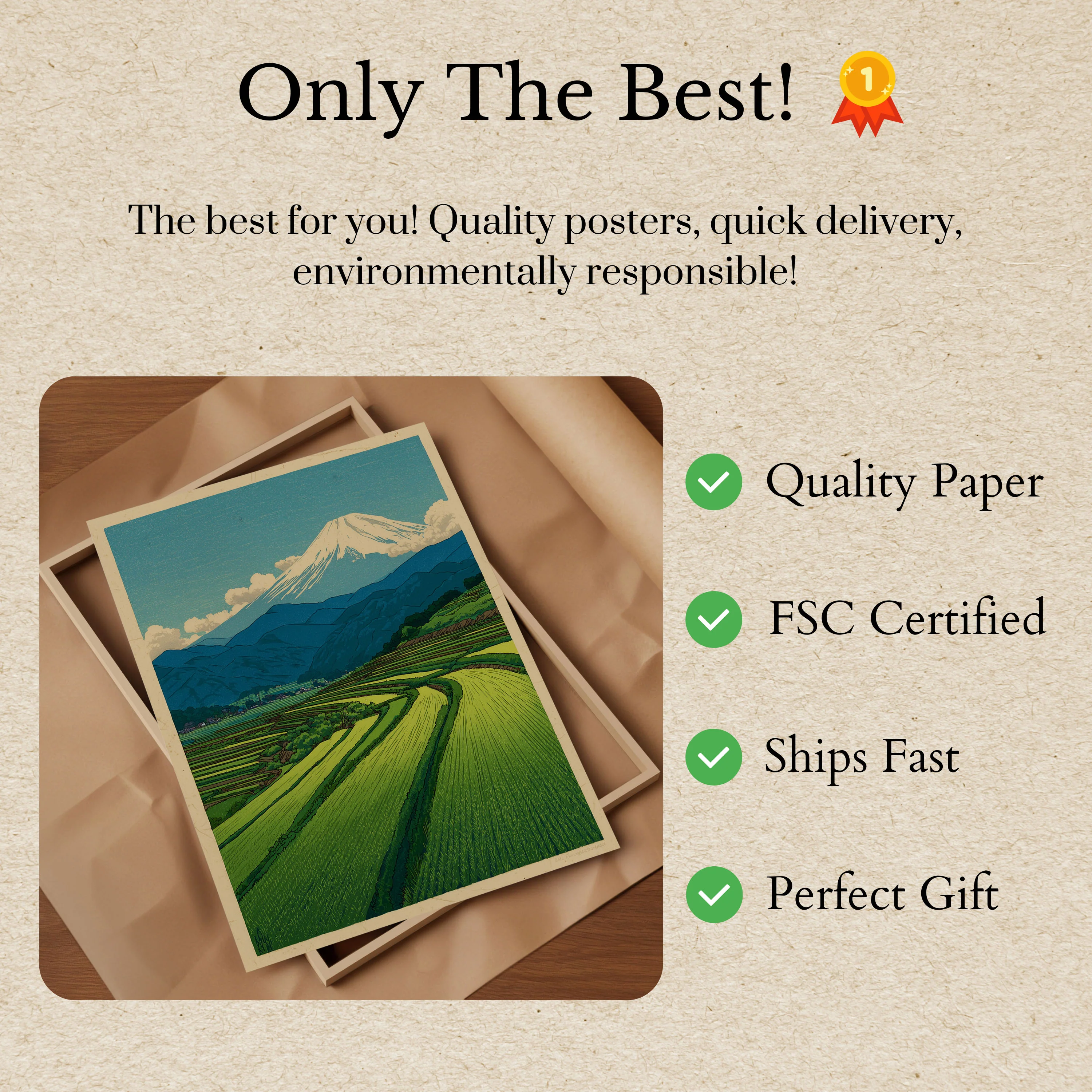 Mount Fuji Rice Fields Poster - Image 3