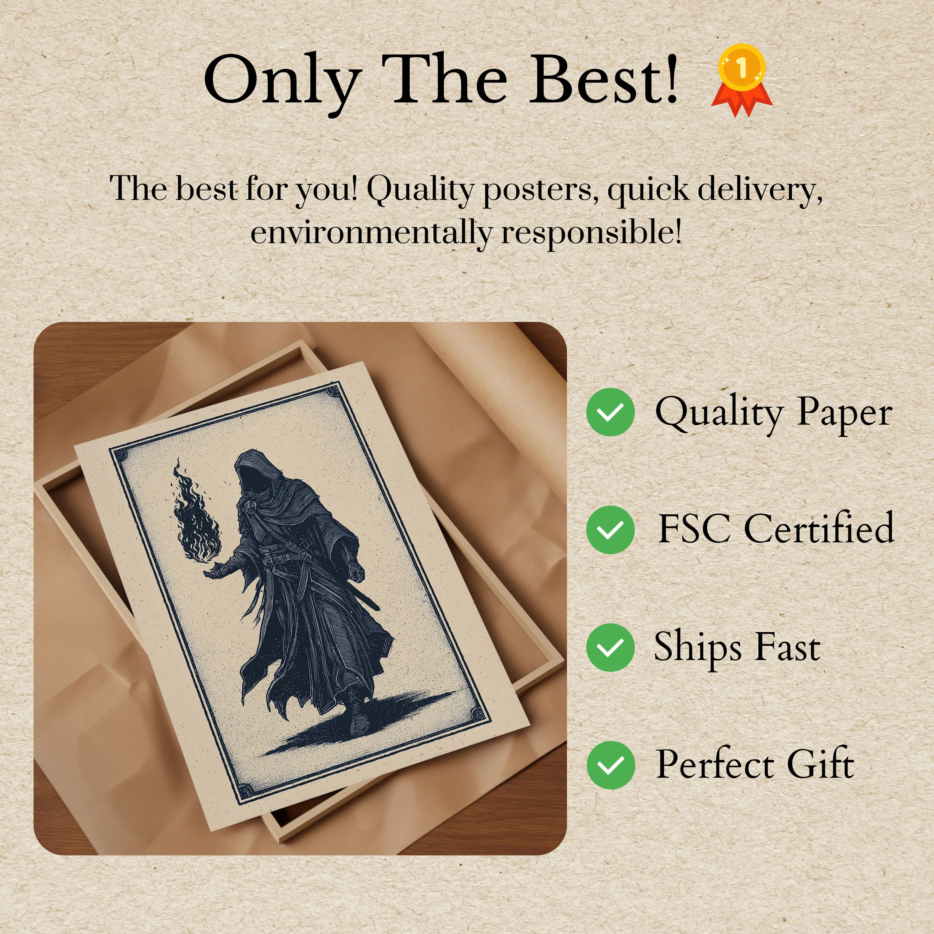 Mystical Wizard with Flame Poster - Image 3
