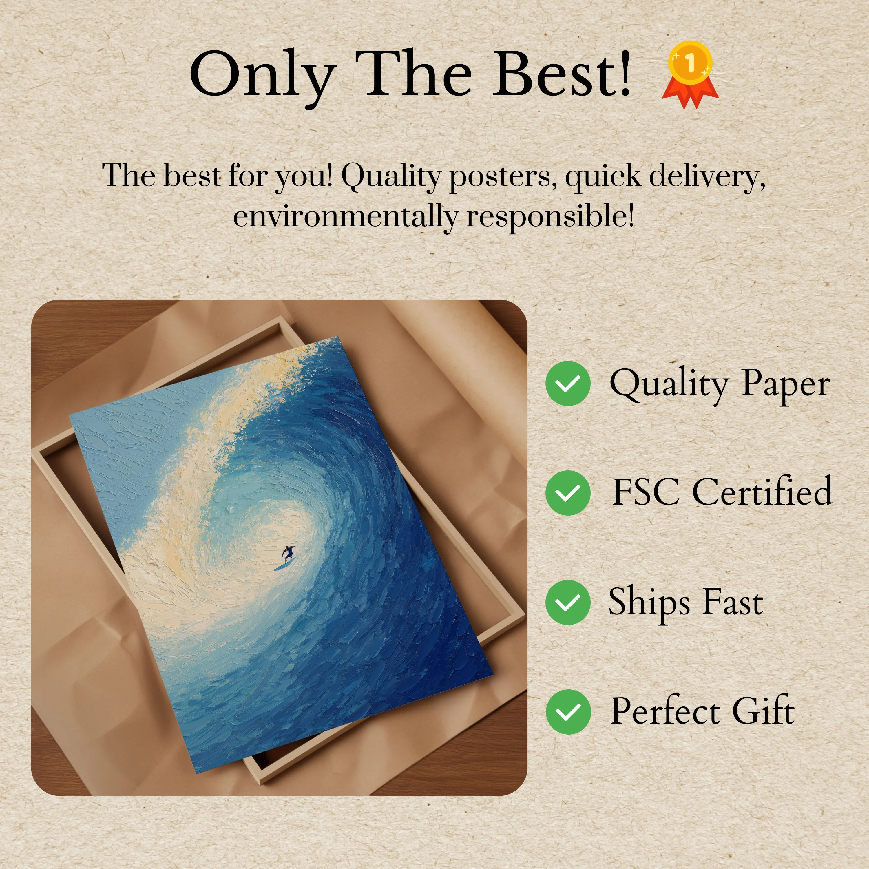Ocean Wave Barrel Surfing Poster - Image 3