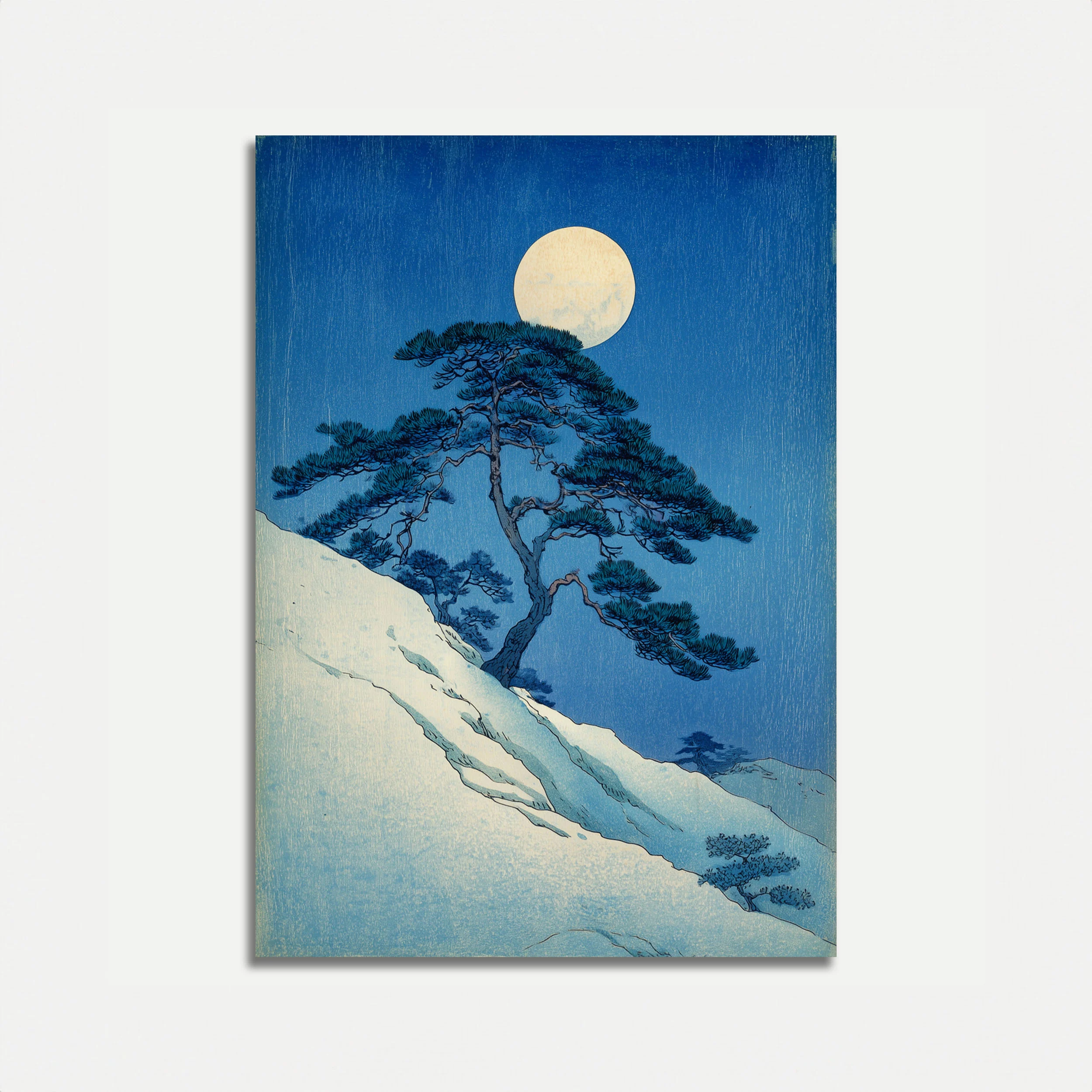 Pine Tree Under Moonlight Poster